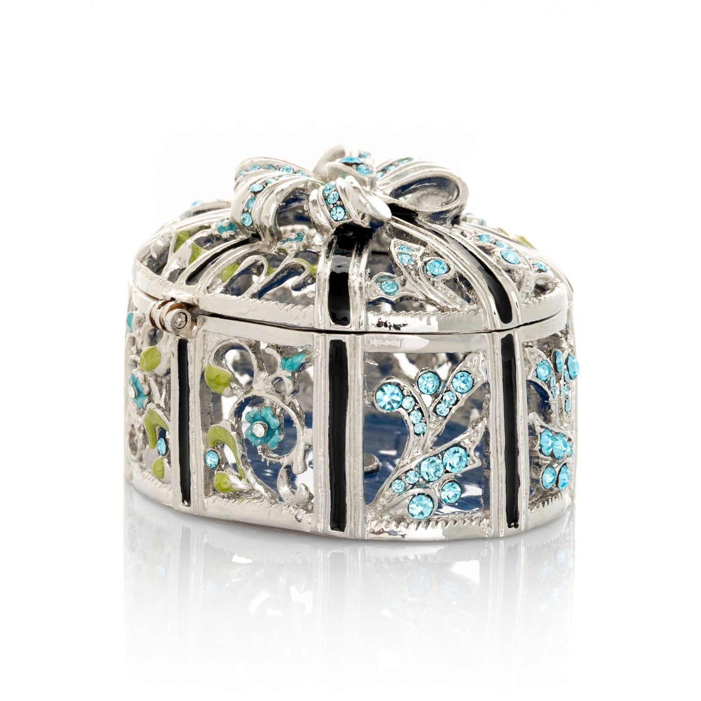Keren Kopal Silver Box with Blue Flowers