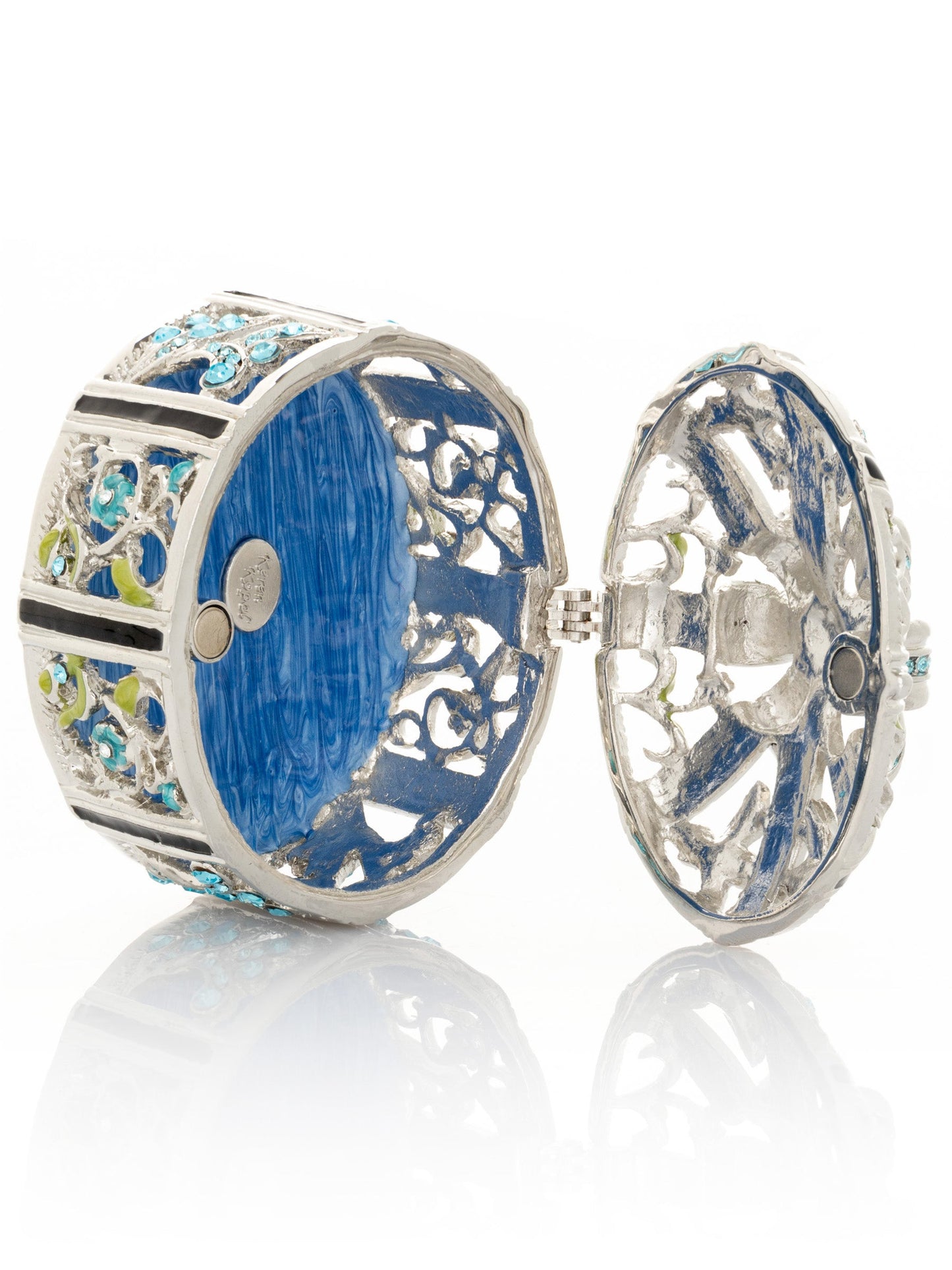 Keren Kopal Silver Box with Blue Flowers