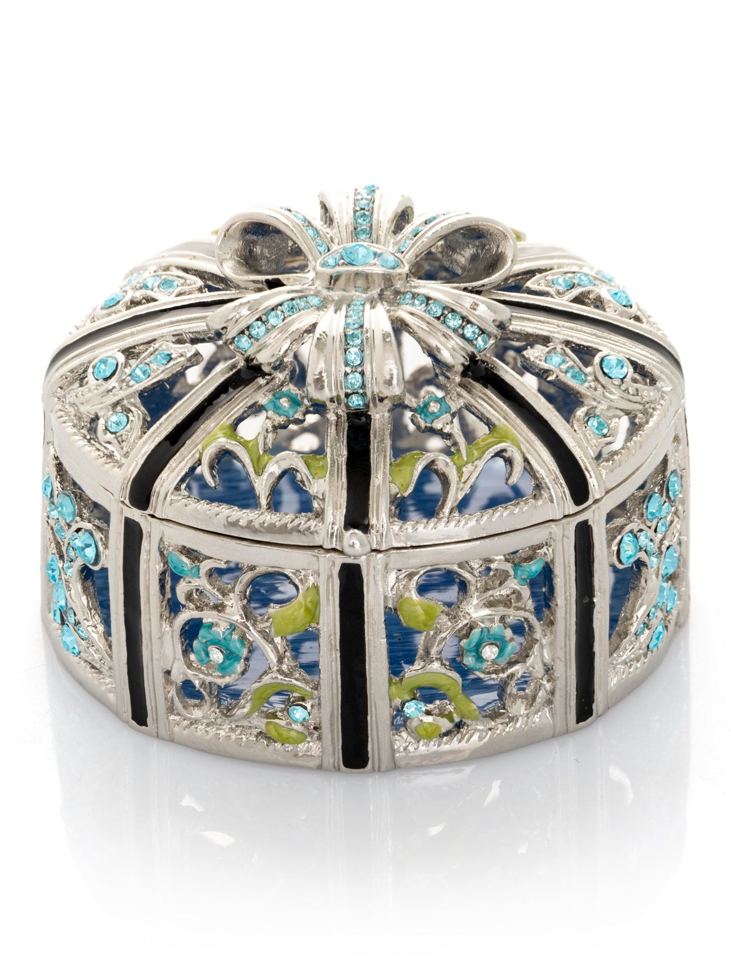 Keren Kopal Silver Box with Blue Flowers