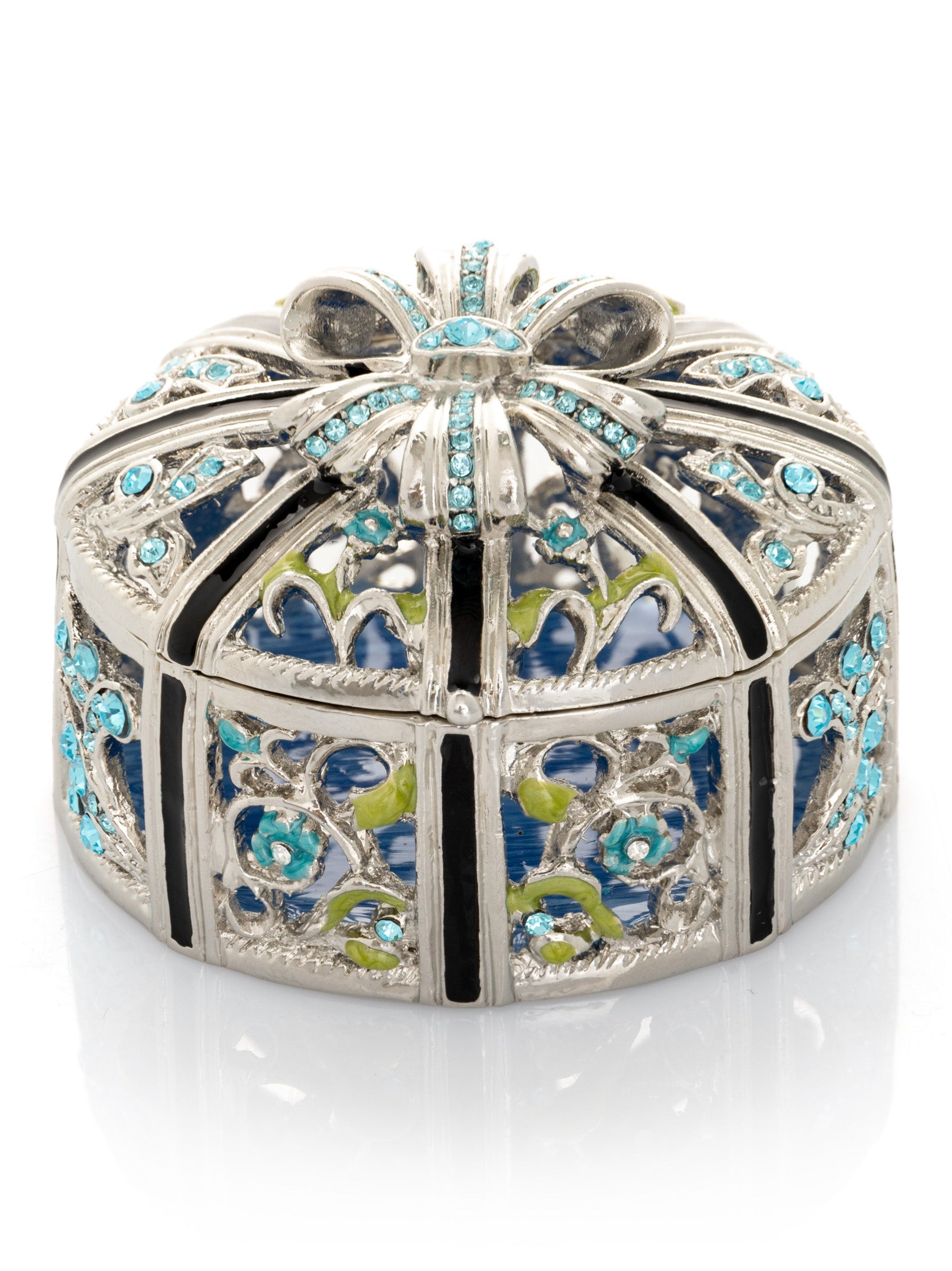 Keren Kopal Silver Box with Blue Flowers