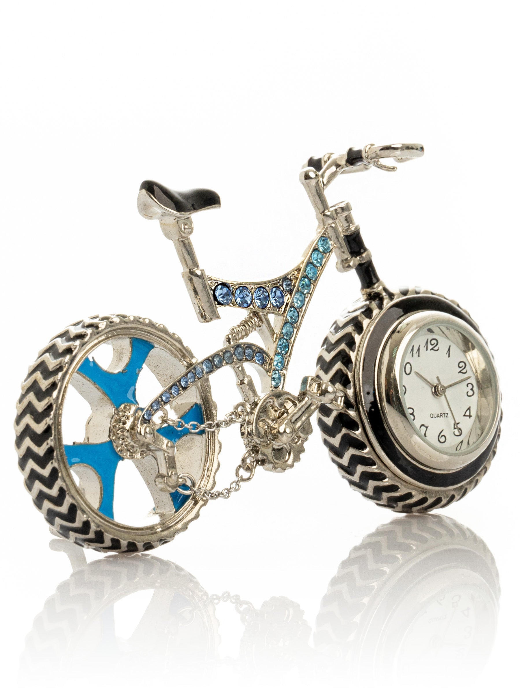 Bicycle clock with Blue crystals - Exquisite Decor