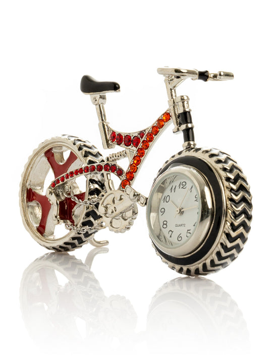 Bicycle clock with Red crystals - Exquisite Decor