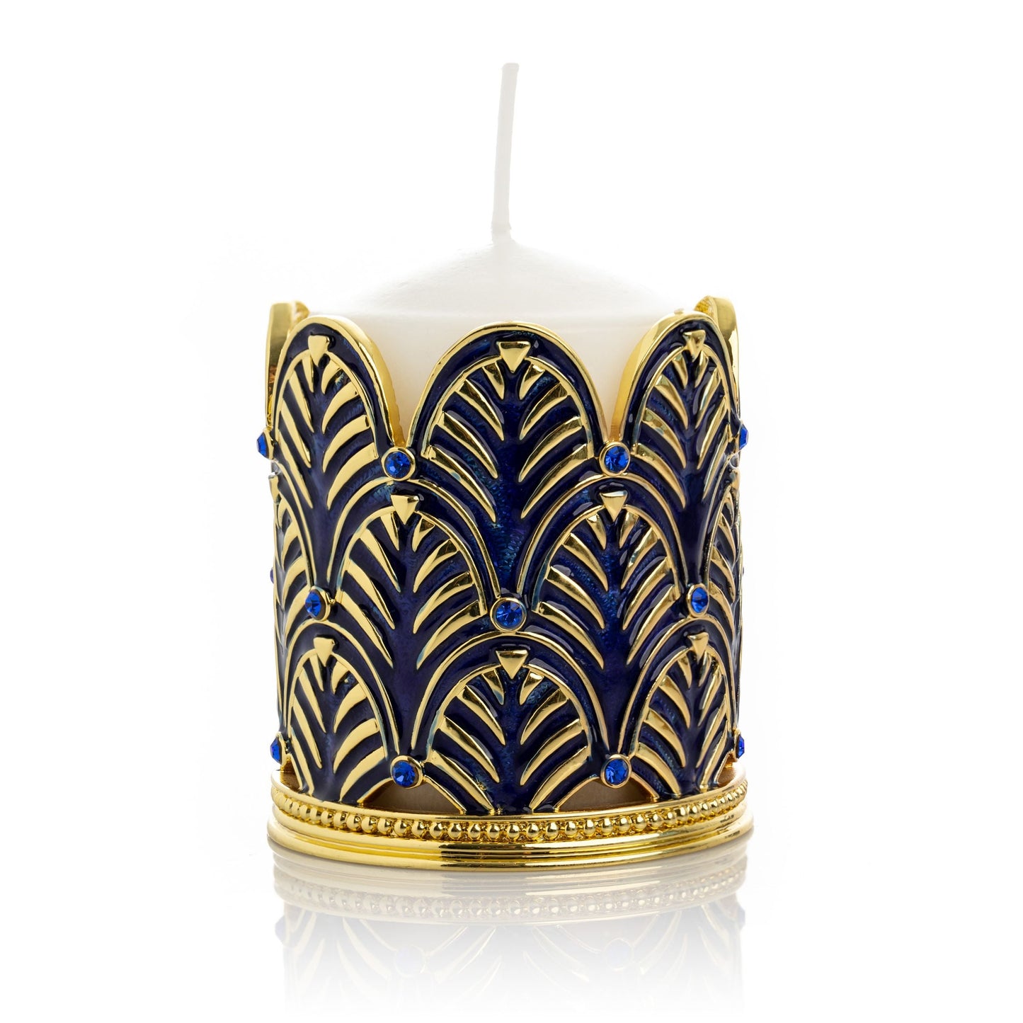 Blue Decorated Candle Holder - Exquisite Decor