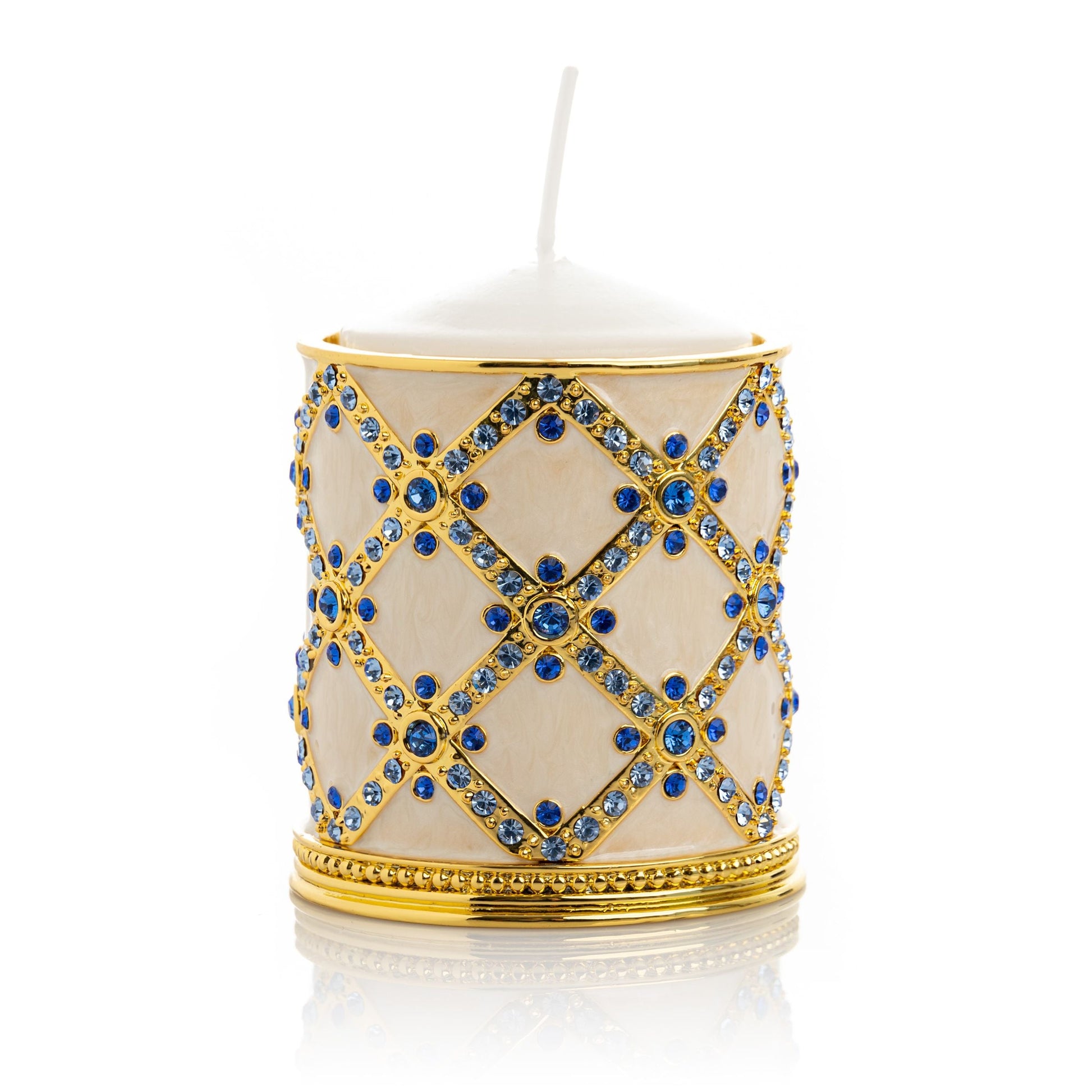 Golden Cream Decorated Candle Holder - Exquisite Decor