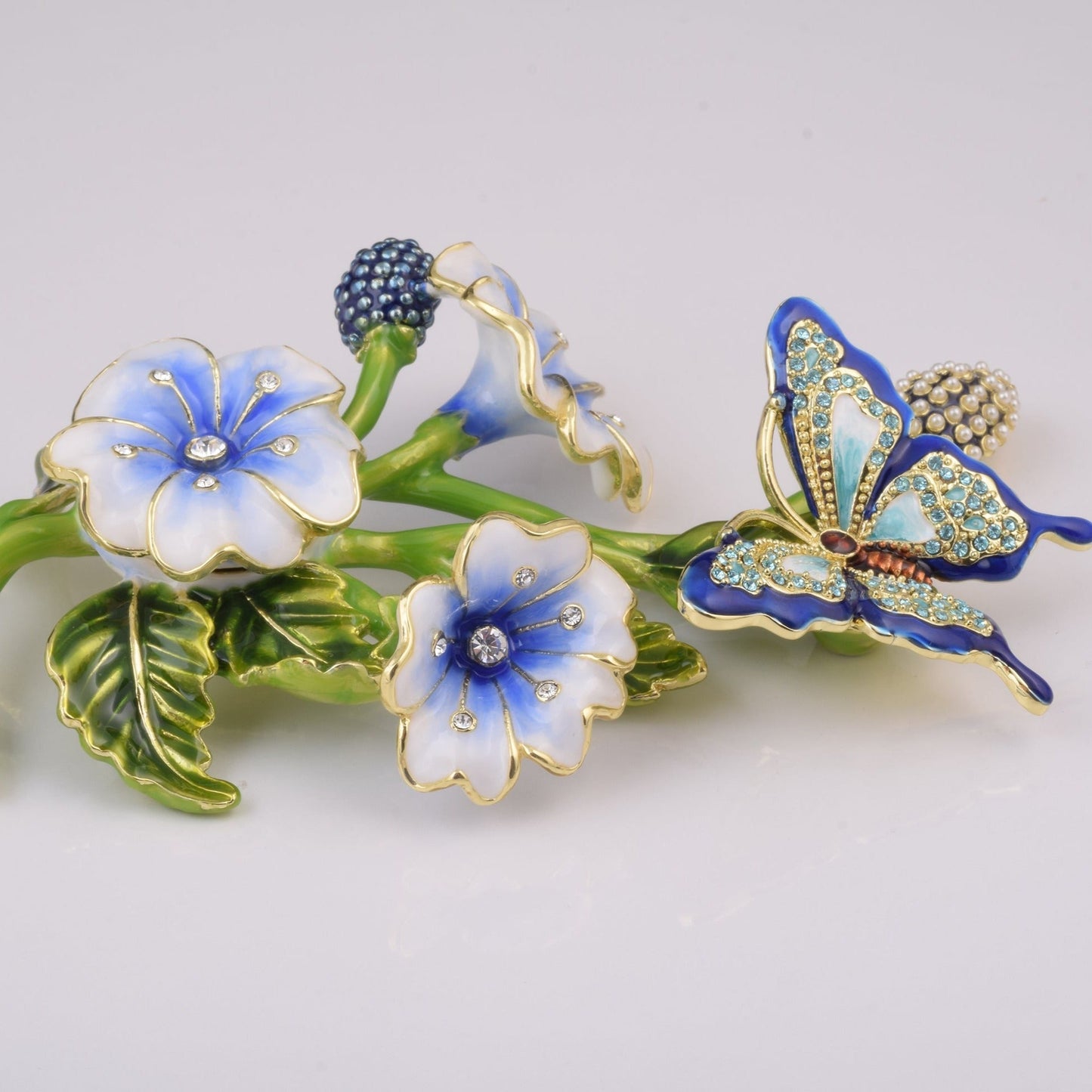 Blue Butterfly on Flowers - Exquisite Decor