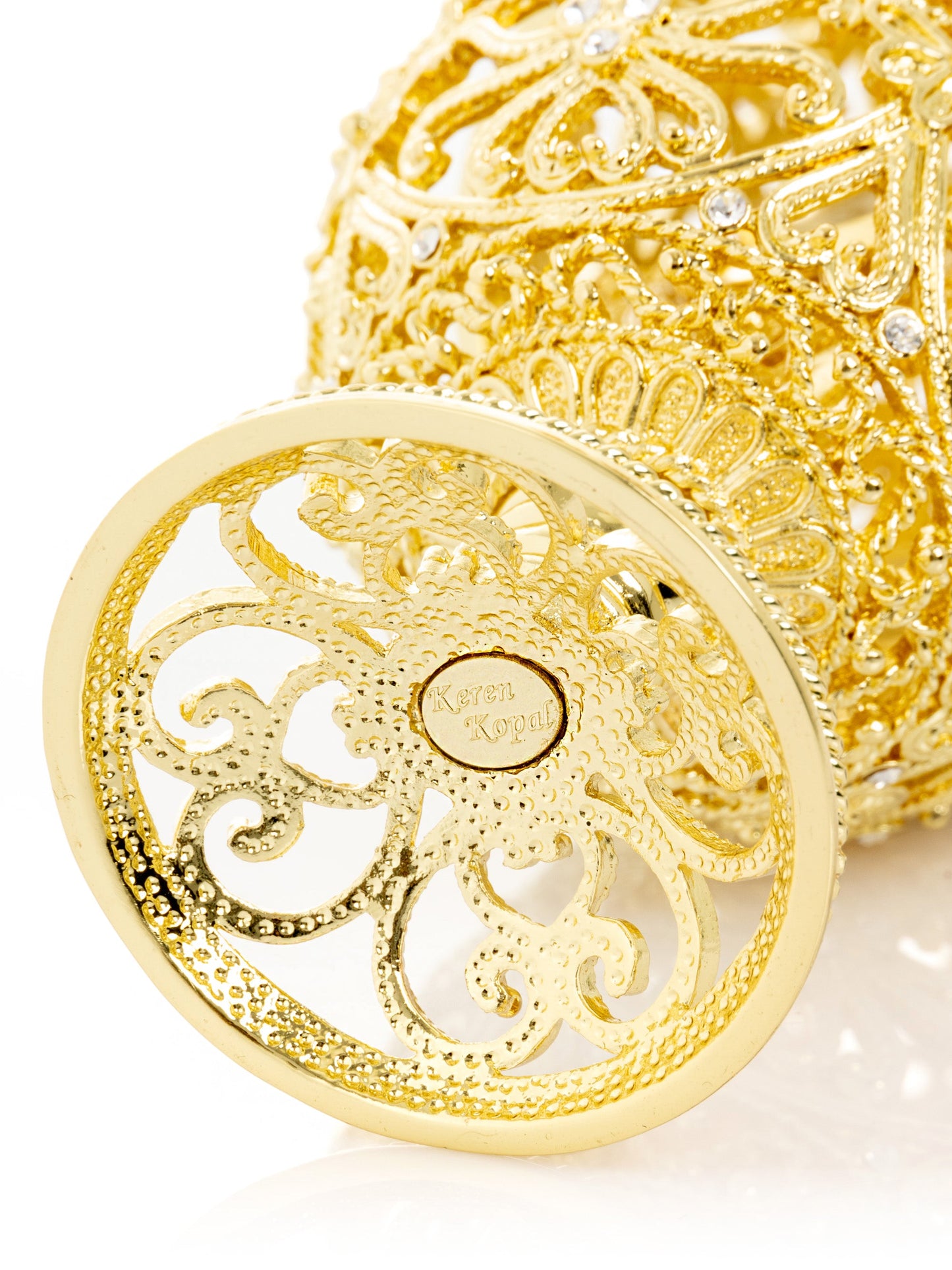 Keren Kopal Gold Faberge Egg with Clock Inside