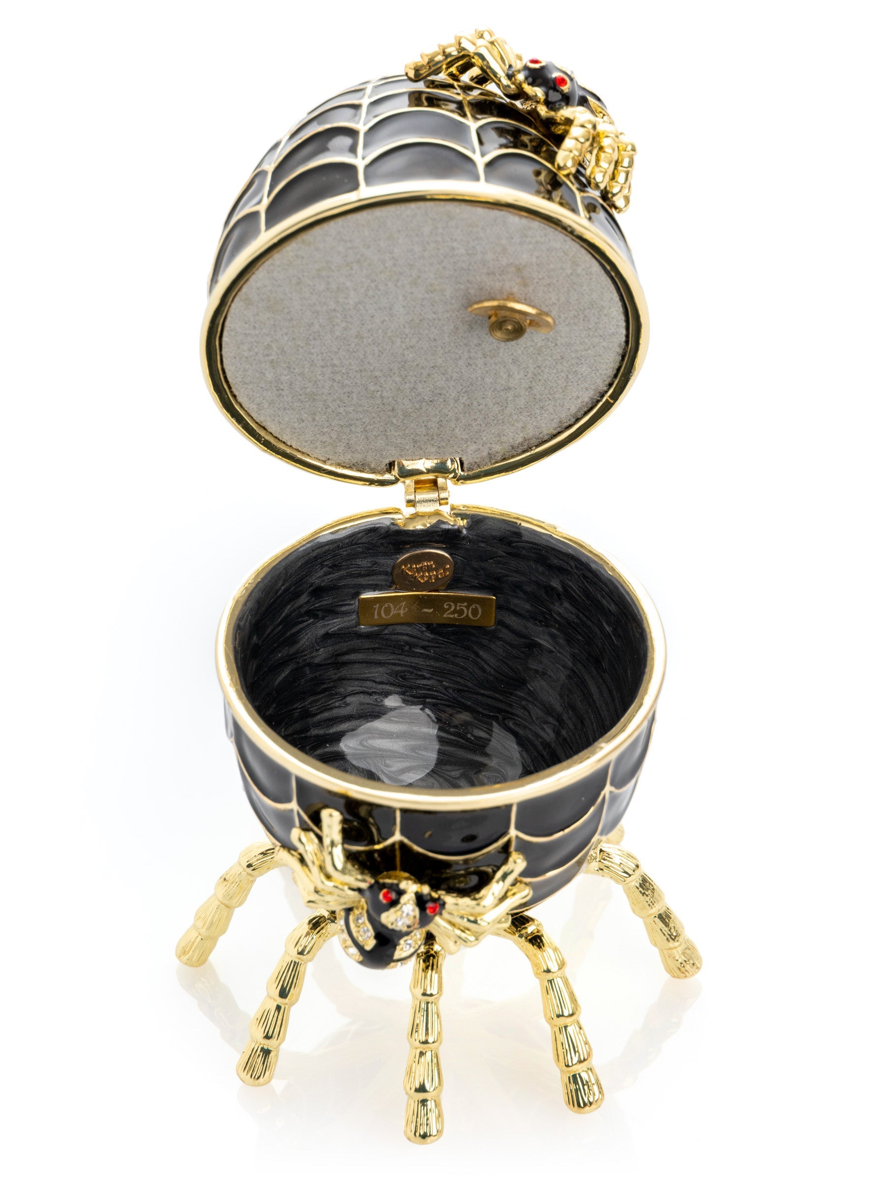 Keren Kopal Black Faberge Egg Spiderweb Decoration Music Playing Egg