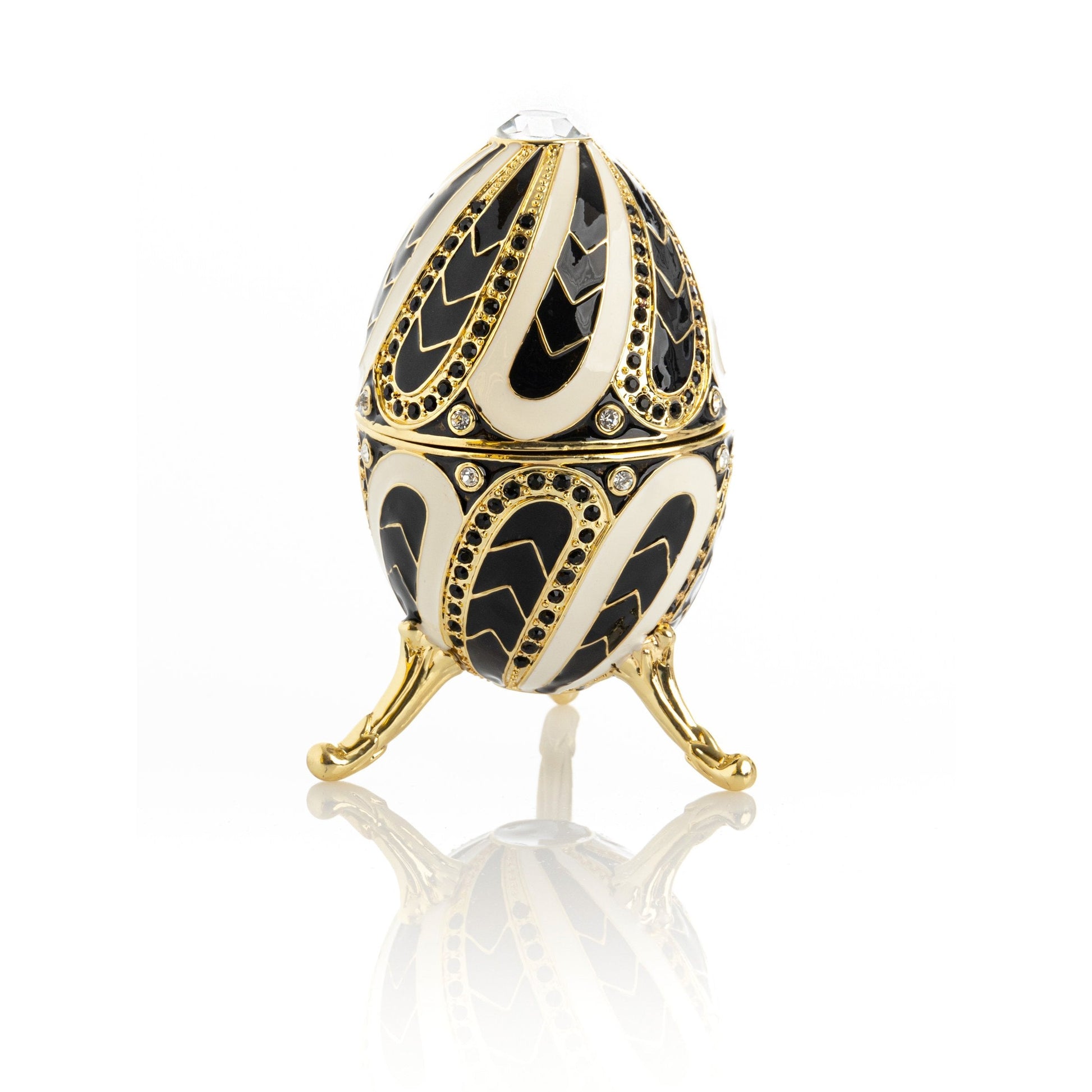 Keren Kopal Black and White Music box Fur Elise by Beethoven Faberge Egg