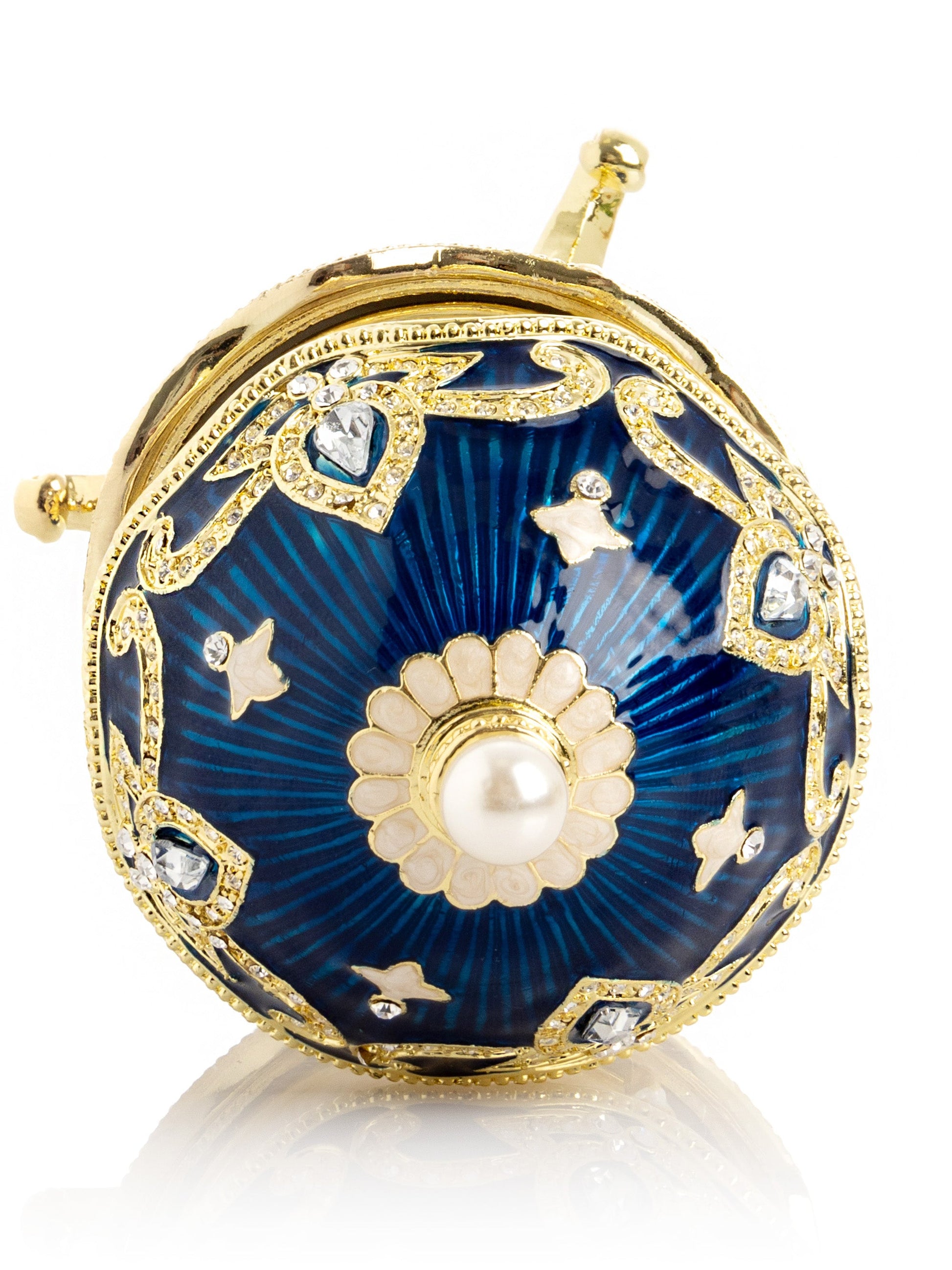 Keren Kopal Blue Wind up Horse Carousel Faberge Egg