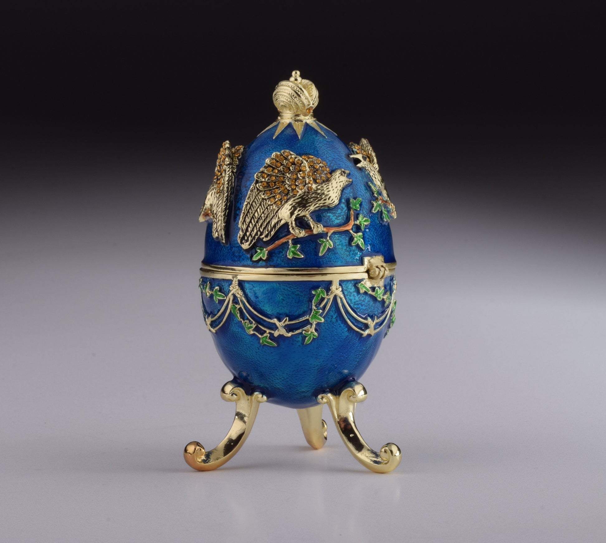 Keren Kopal Blue Russian Egg with Eagles Music Playing Egg