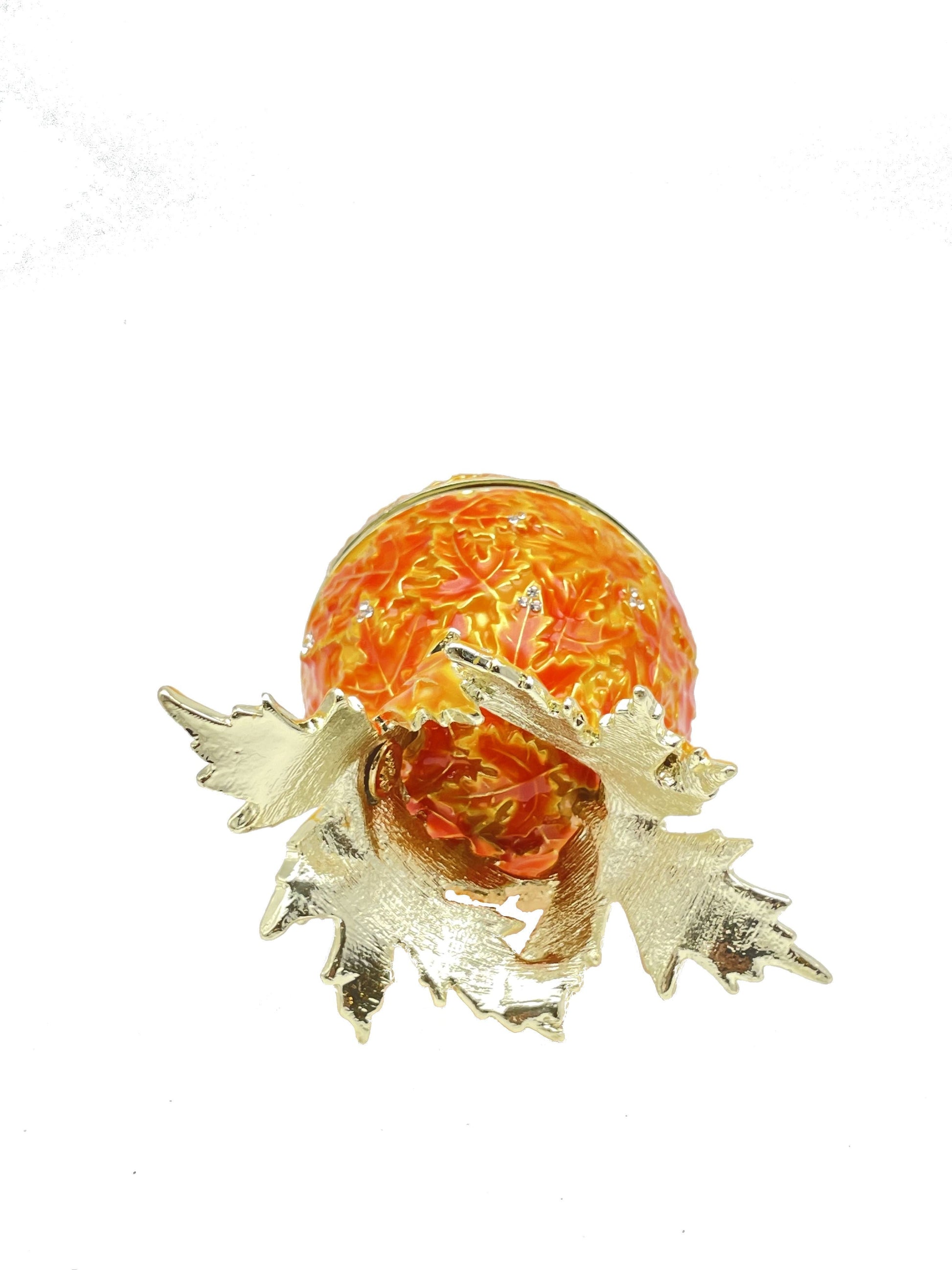Keren Kopal Orange Faberge Egg with Leaves