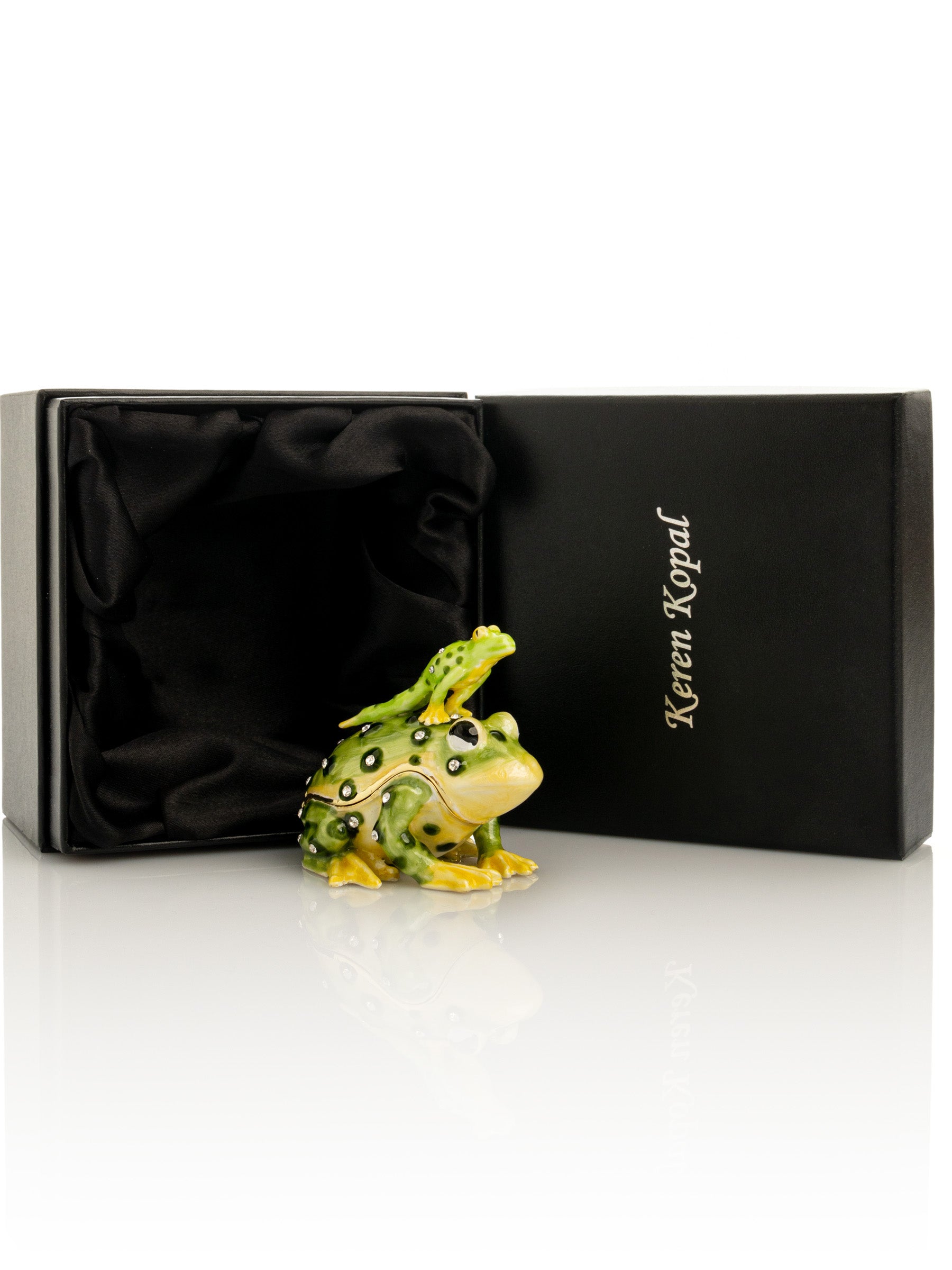 Keren Kopal Black Spotted Toad Frog with a Baby Frog on the back