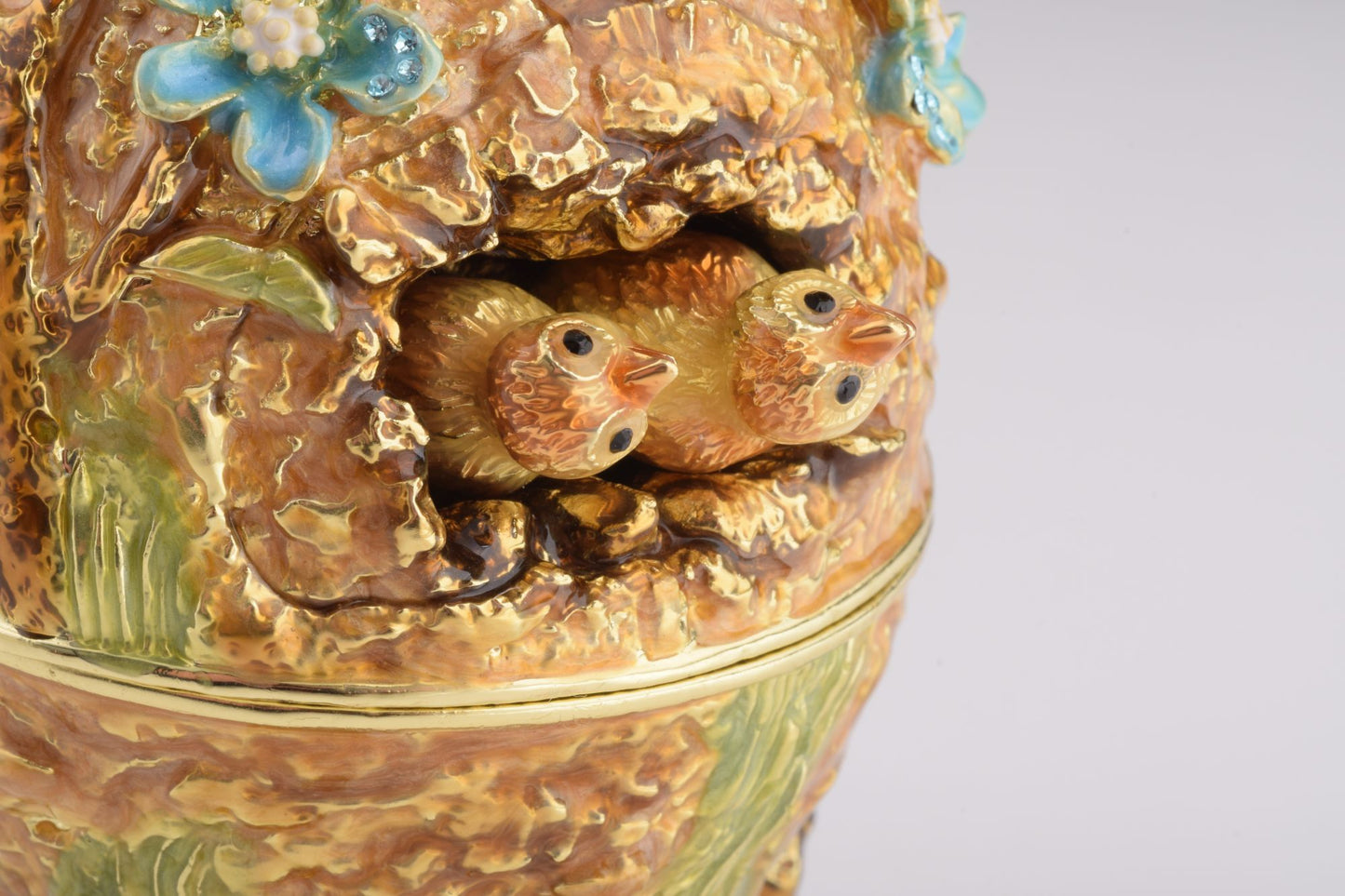 Keren Kopal Brown Faberge Egg with Owls Nest