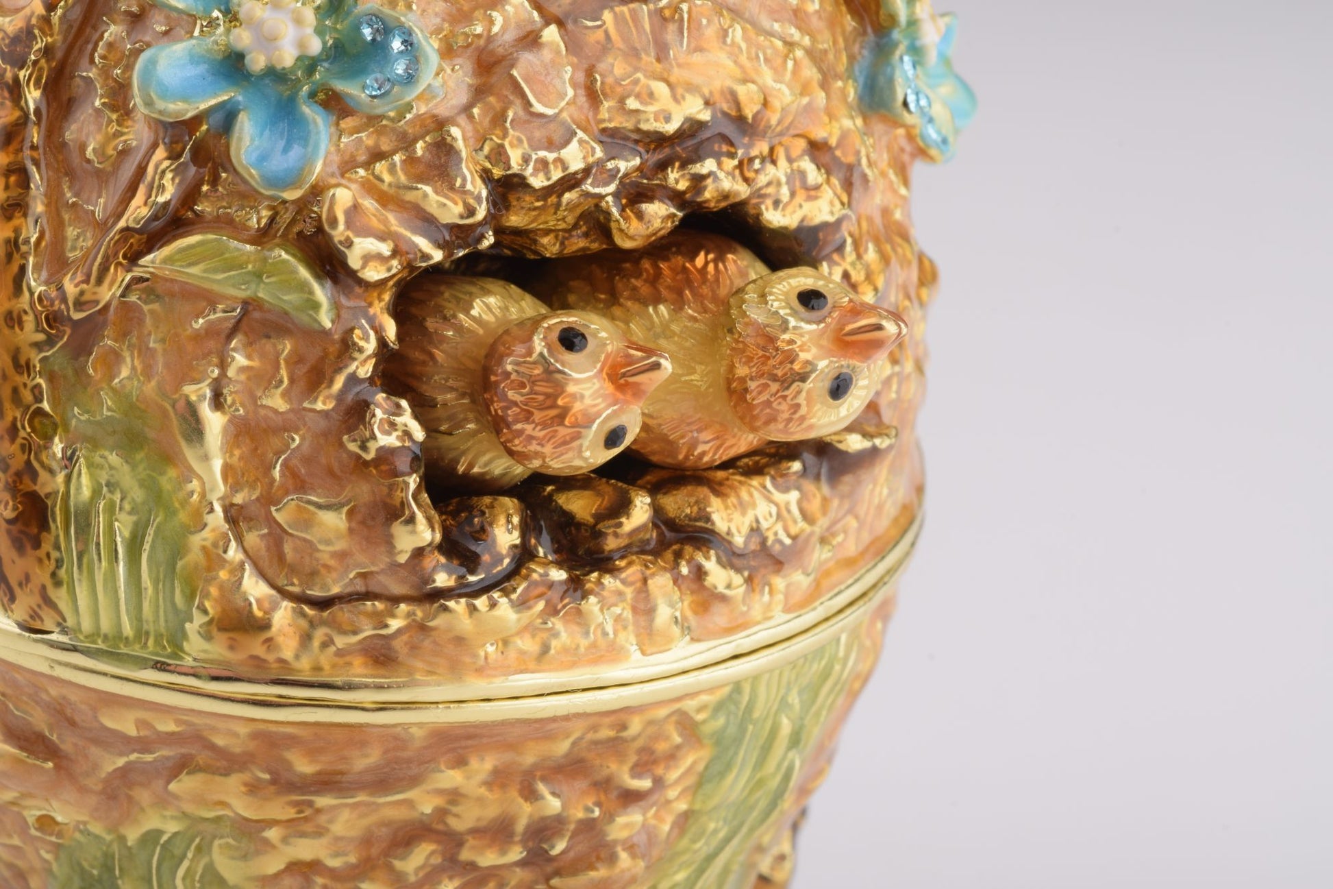Keren Kopal Brown Faberge Egg with Owls Nest