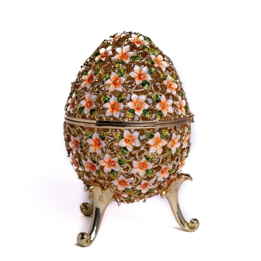 Faberge Egg Decorated with Flowers - Exquisite Decor