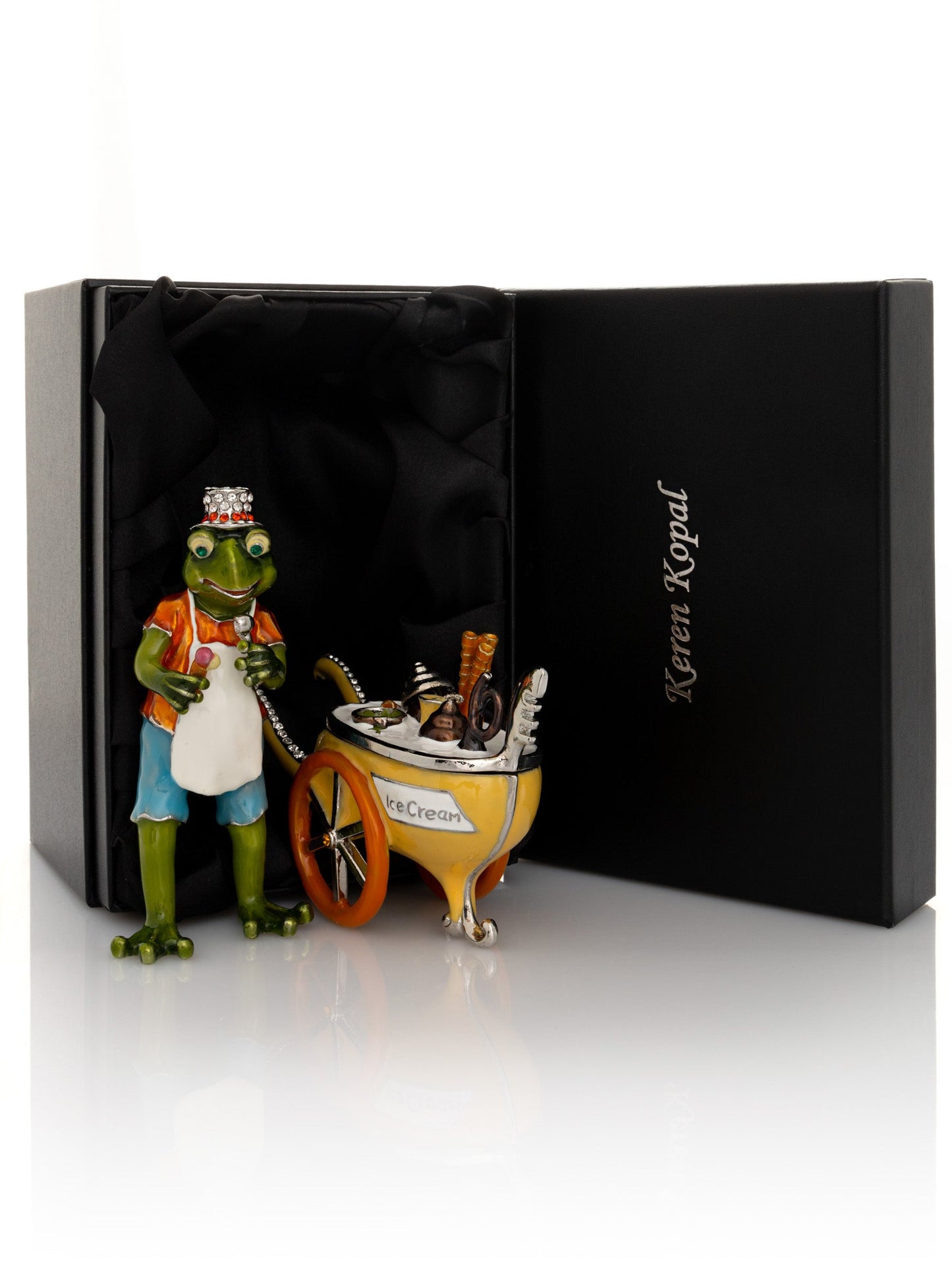 Keren Kopal Frog ice cream seller with a colorful ice cream cart