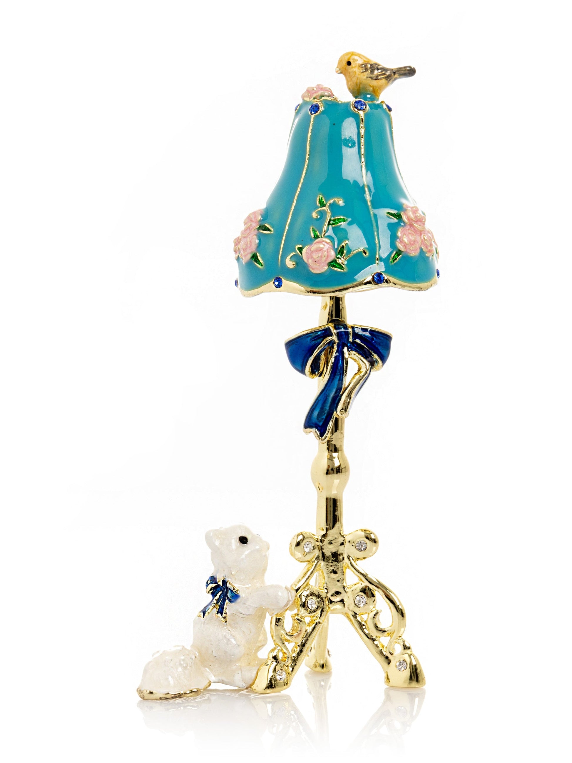 Keren Kopal Gold Standing Lamp with Cat and Bird