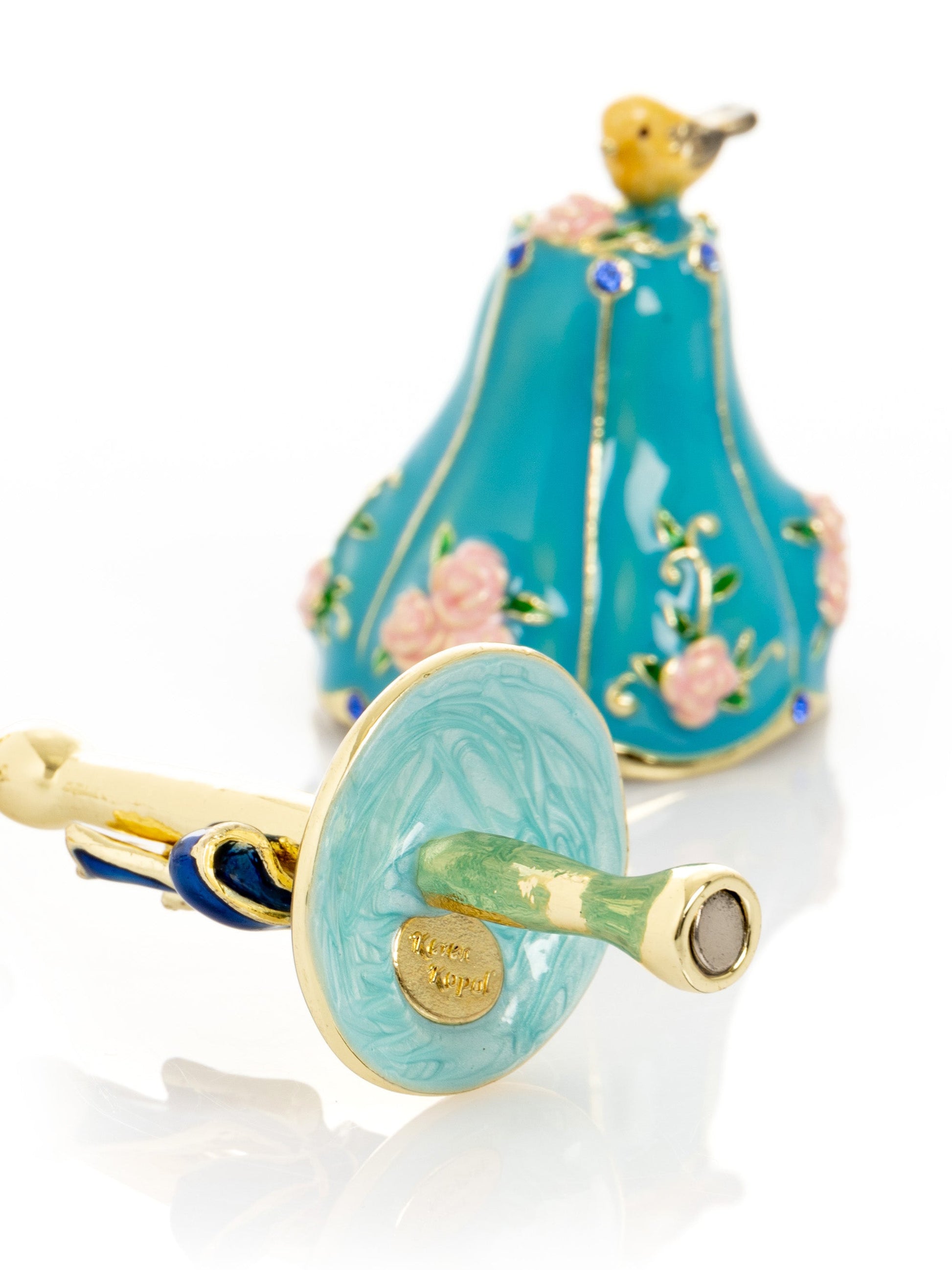 Keren Kopal Gold Standing Lamp with Cat and Bird