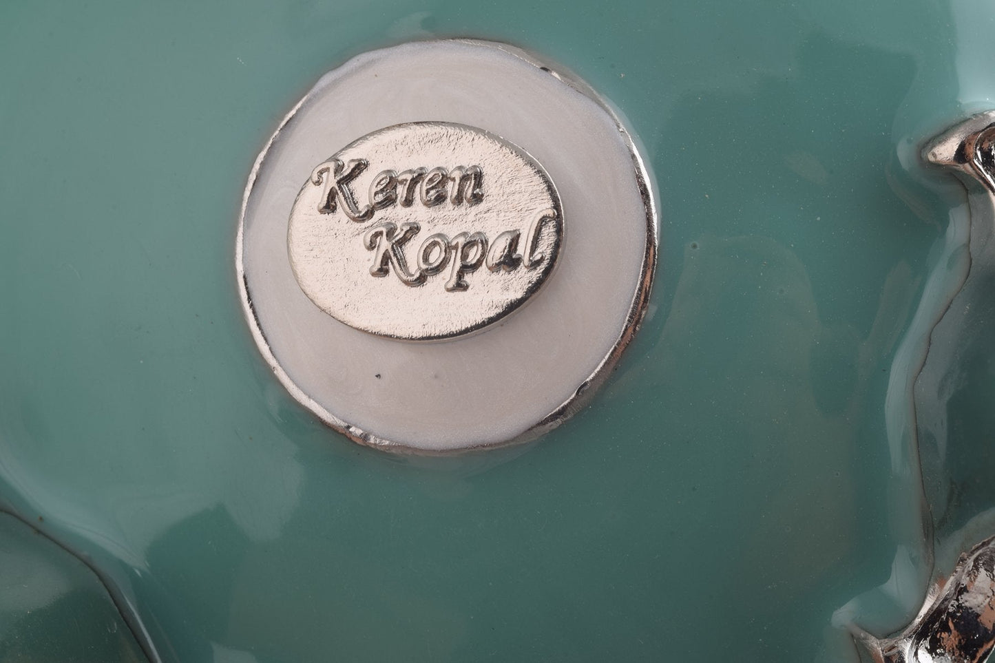 Keren Kopal Light Blue Carousel Faberge Egg with White Royal Horses
