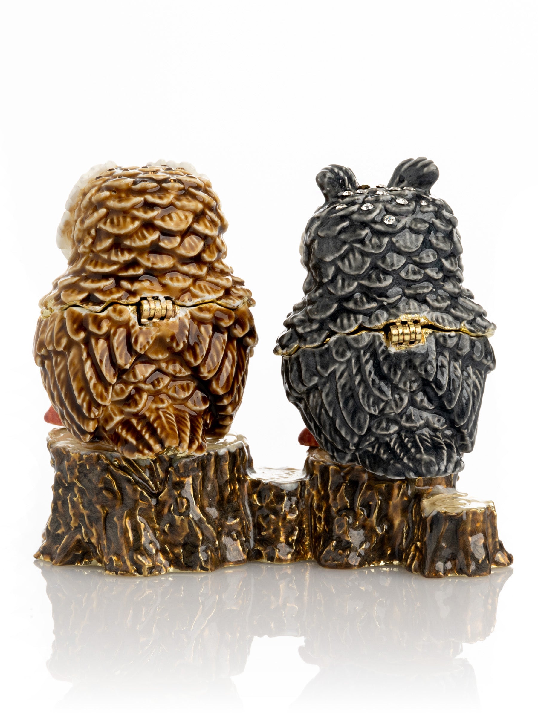 Keren Kopal Two Owls Sitting on Tree Trunk