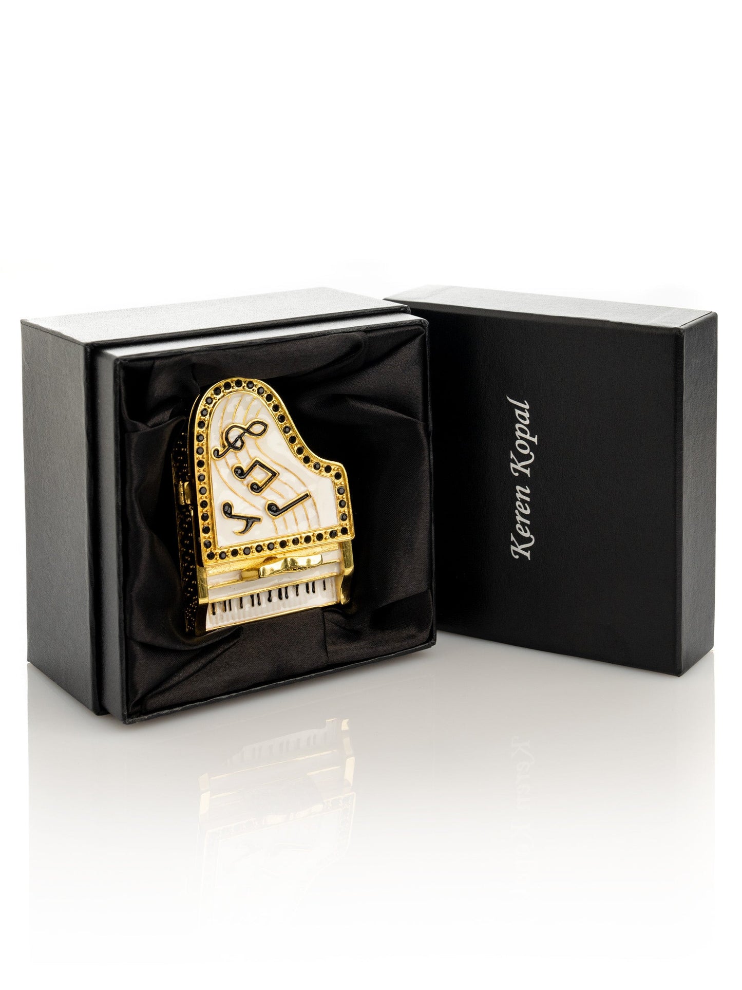 Keren Kopal Golden White Piano with Black Crystals