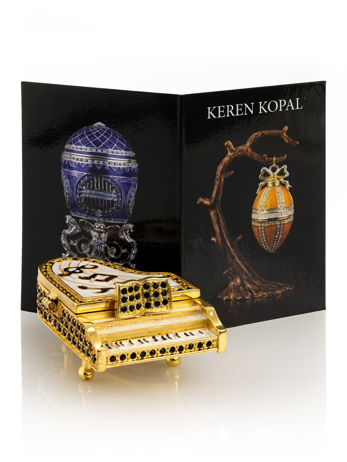 Keren Kopal Golden White Piano with Black Crystals