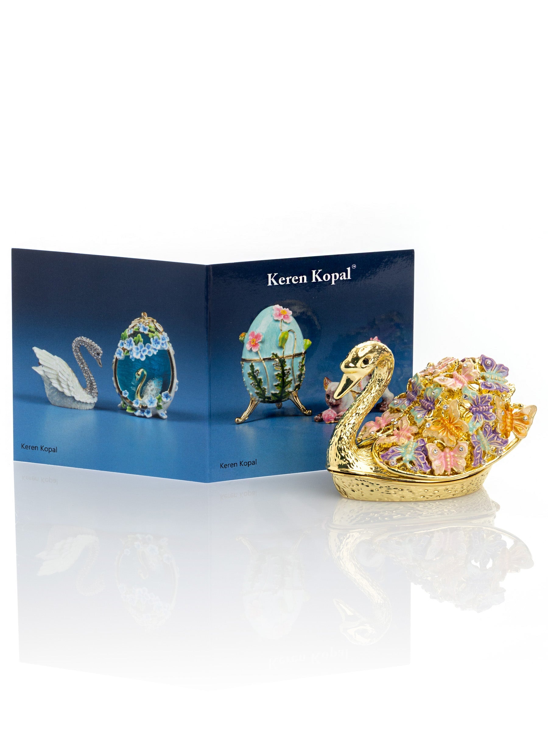 Keren Kopal Golden Swan Decorated with Butterflies