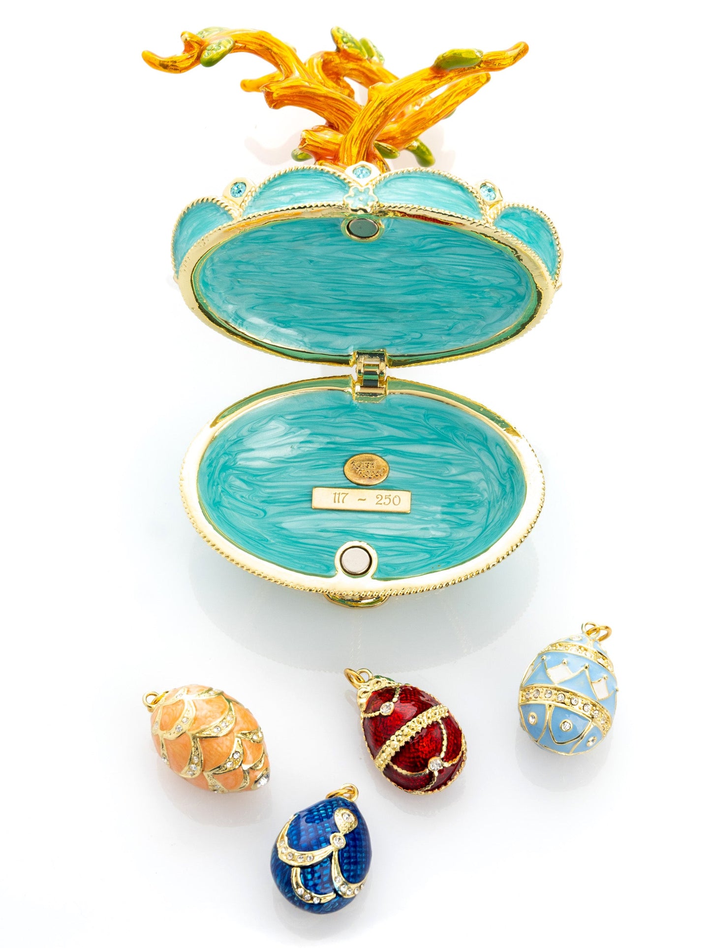Keren Kopal Faberge Egg Pendant Necklaces Tree