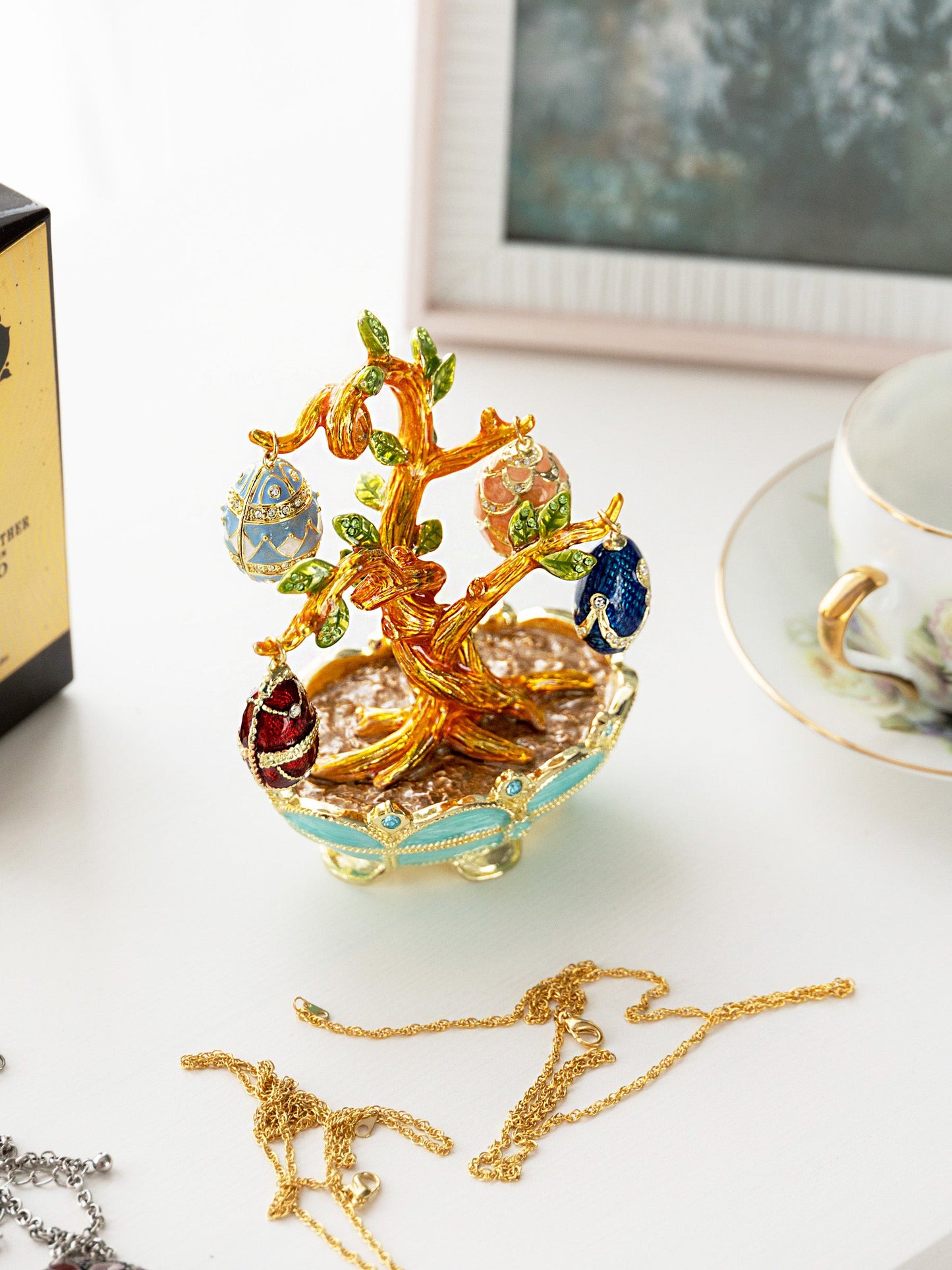 Keren Kopal Faberge Egg Pendant Necklaces Tree