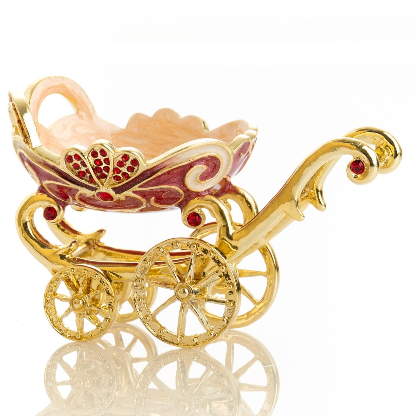 Red vintage Baby Carriage Trinket Box stroller - Exquisite Decor