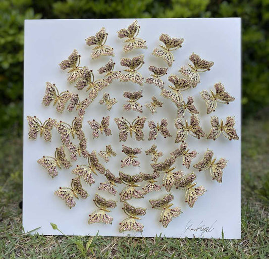 Keren Kopal Circle of Butterflies Wall Art White