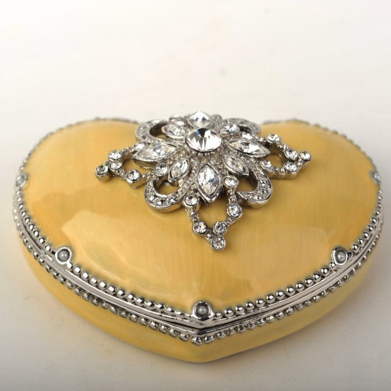 Yellow Heart Shaped Trinket Box - Exquisite Decor