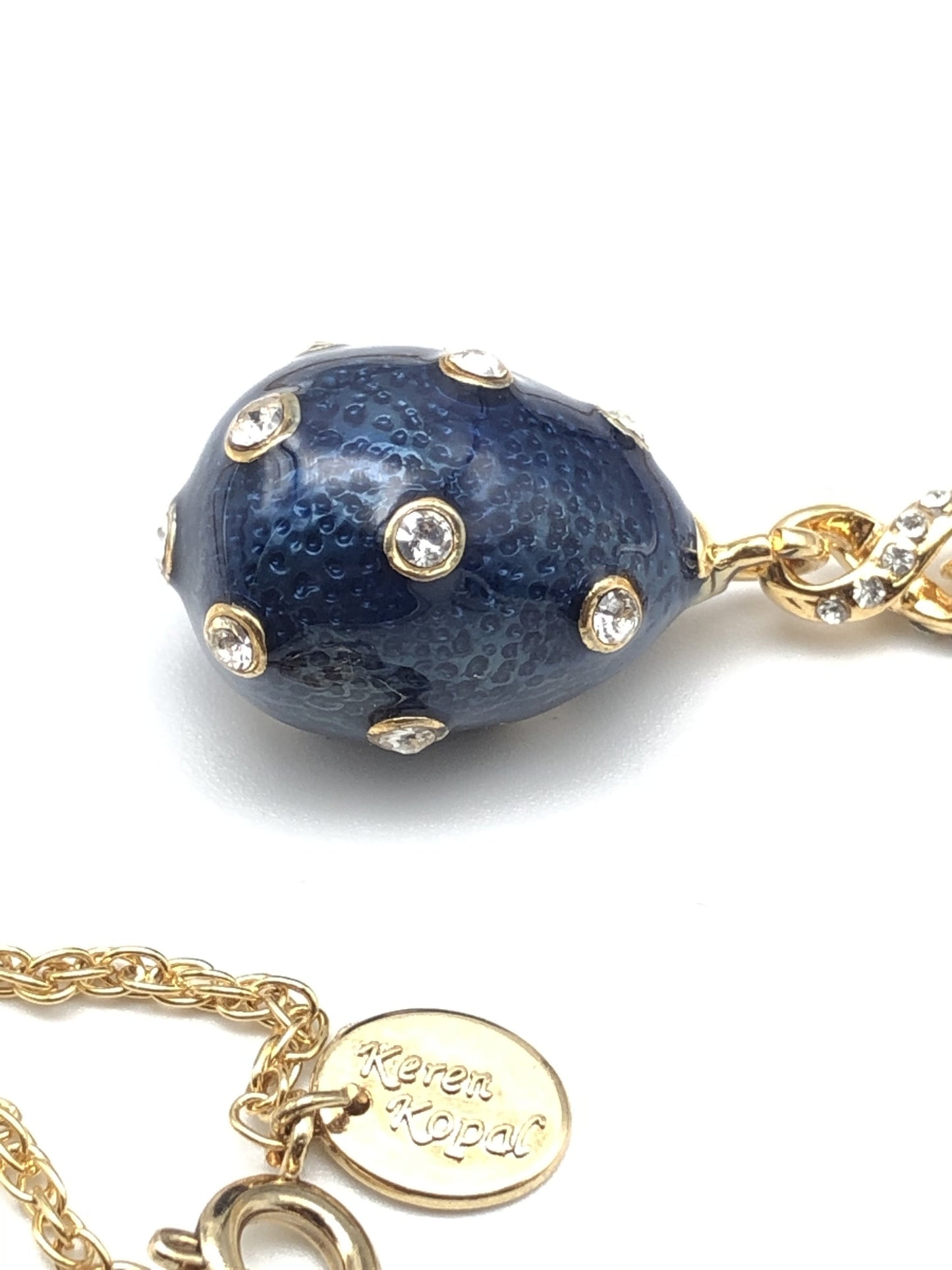 Keren Kopal Blue Egg Pendant Gold Necklace