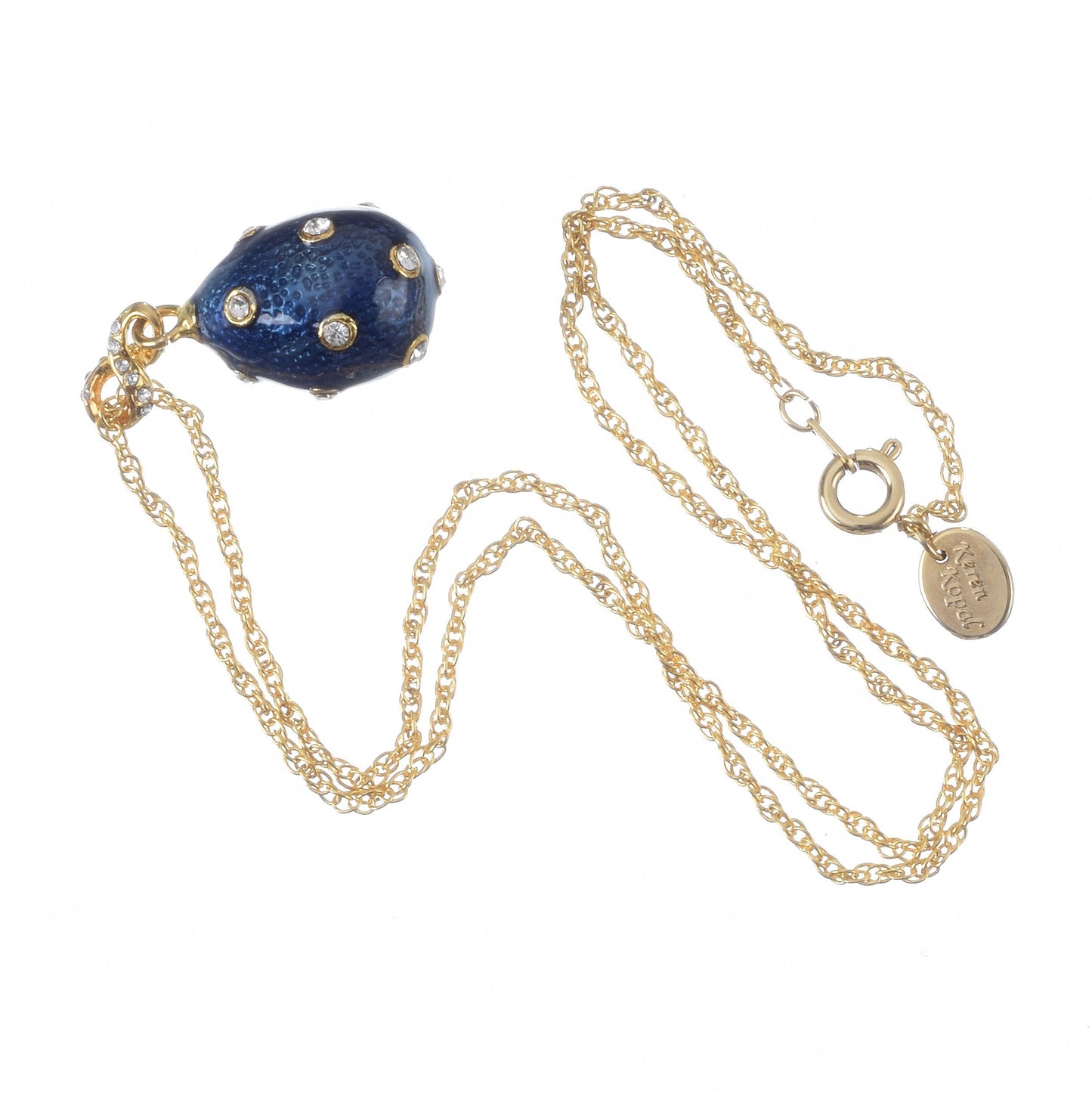 Keren Kopal Blue Egg Pendant Gold Necklace