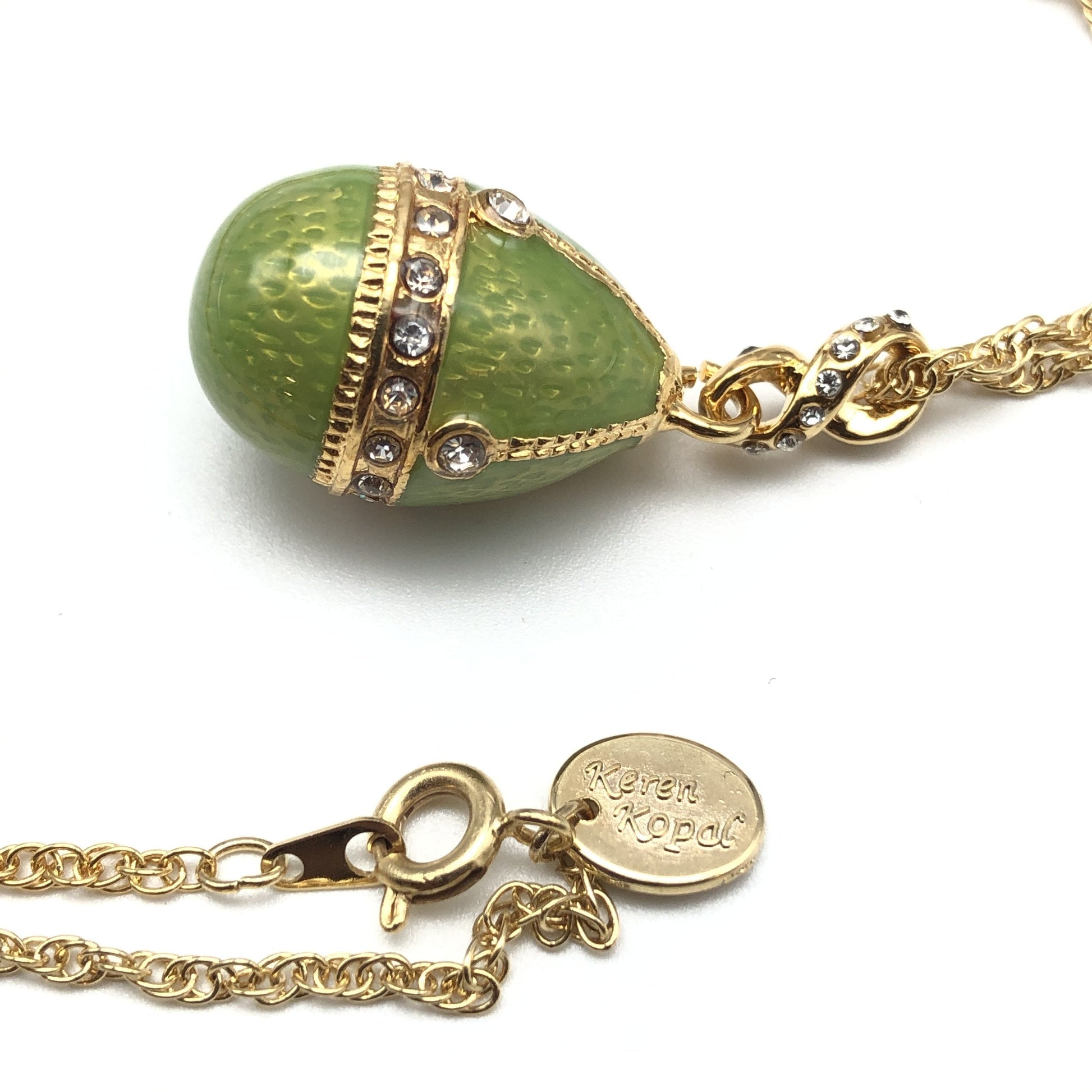 Keren Kopal Green Egg Pendant Gold Necklace