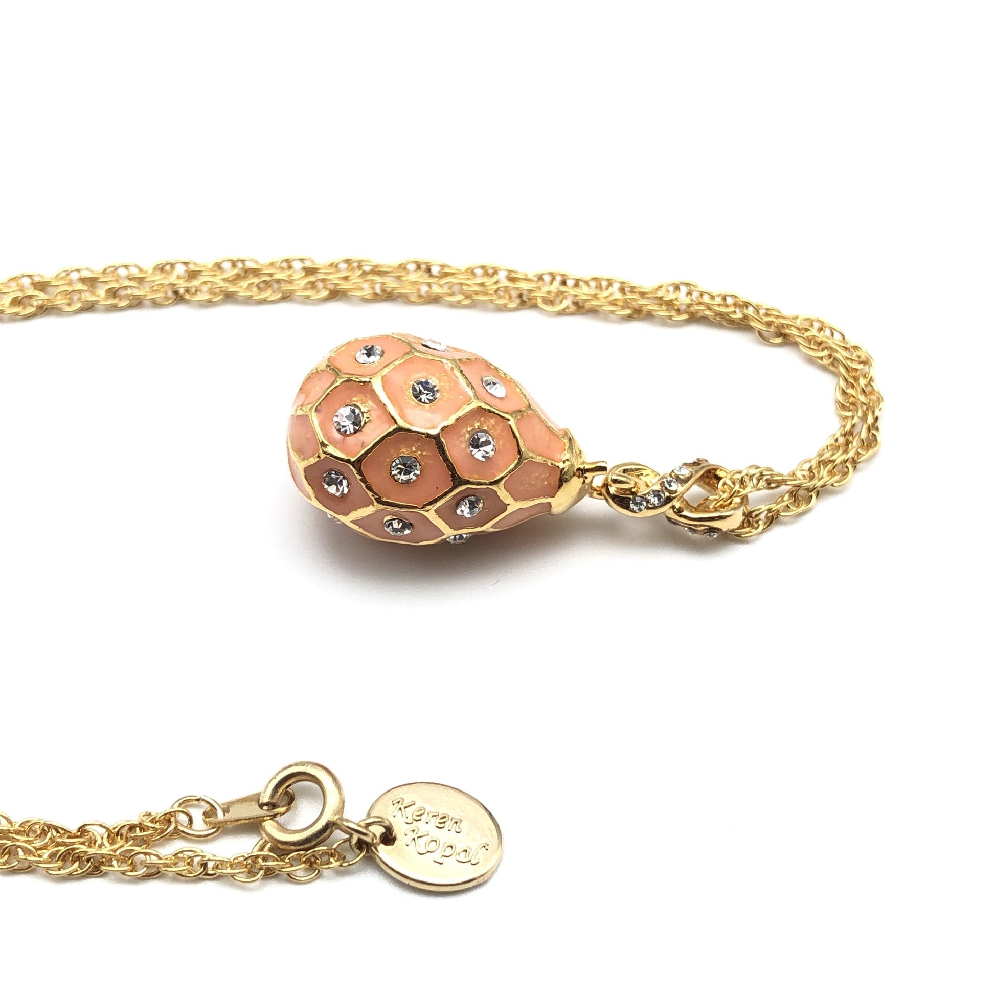 Keren Kopal Pink Egg Pendant Gold Necklace