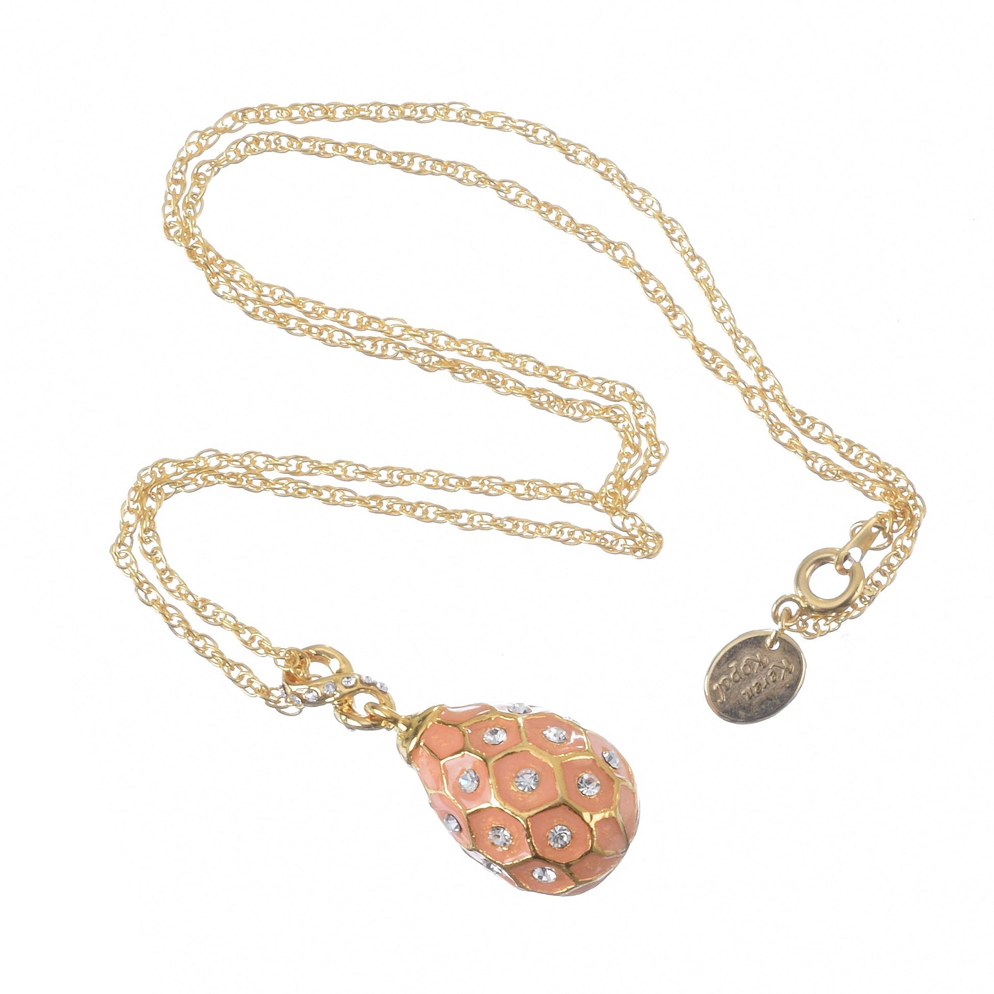 Keren Kopal Pink Egg Pendant Gold Necklace