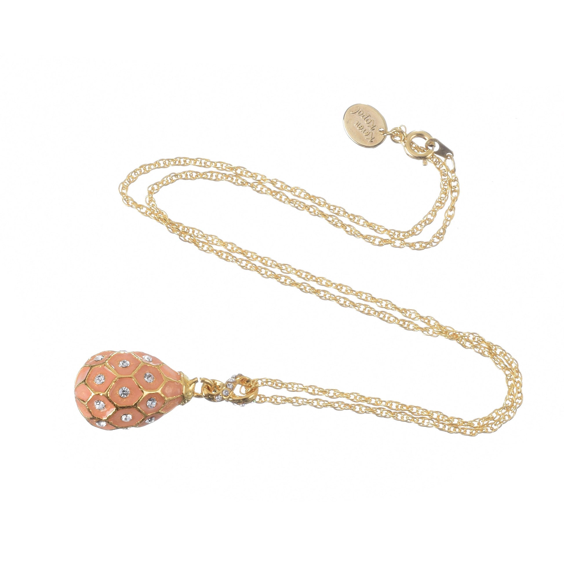Keren Kopal Pink Egg Pendant Gold Necklace