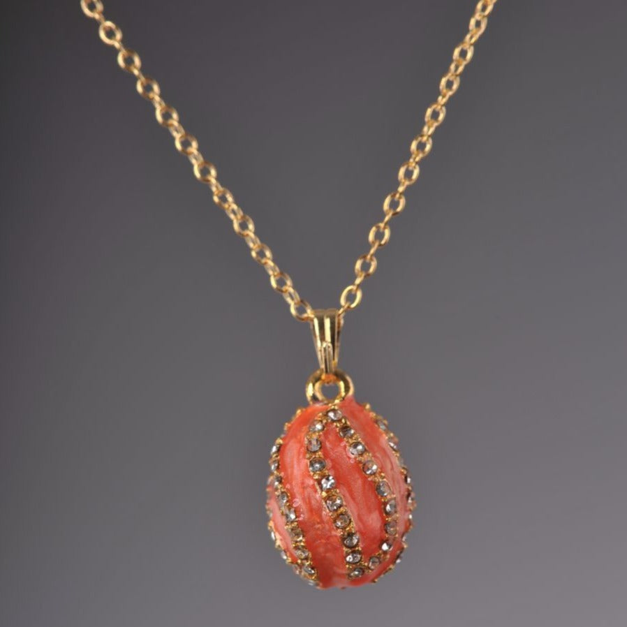 Salmon Spiral Egg Pendant Necklace - Exquisite Decor