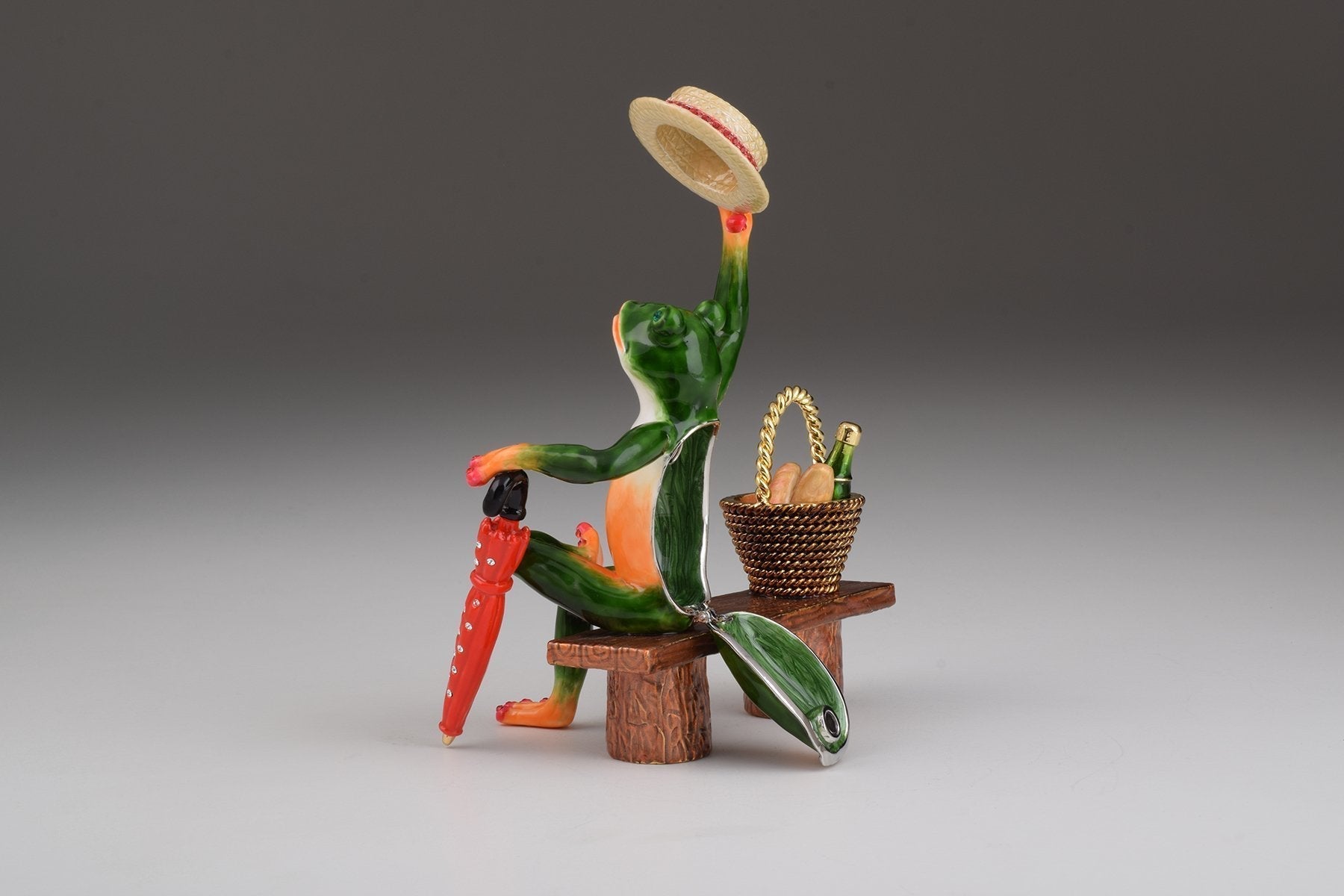 Keren Kopal Green Frog on a Bench