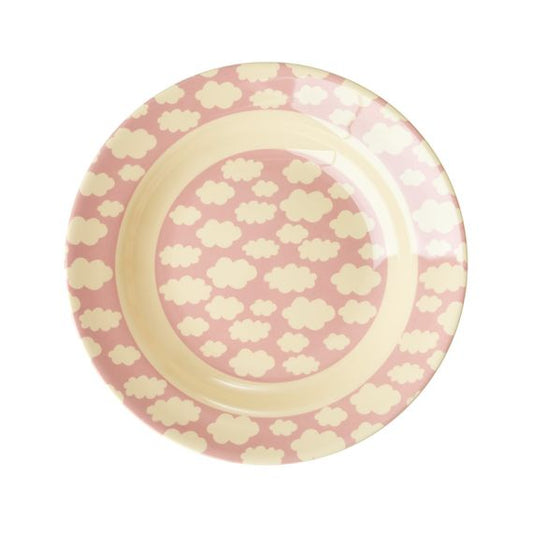 Rice DK | Kids Melamine Pink Bowl with Cloud Print