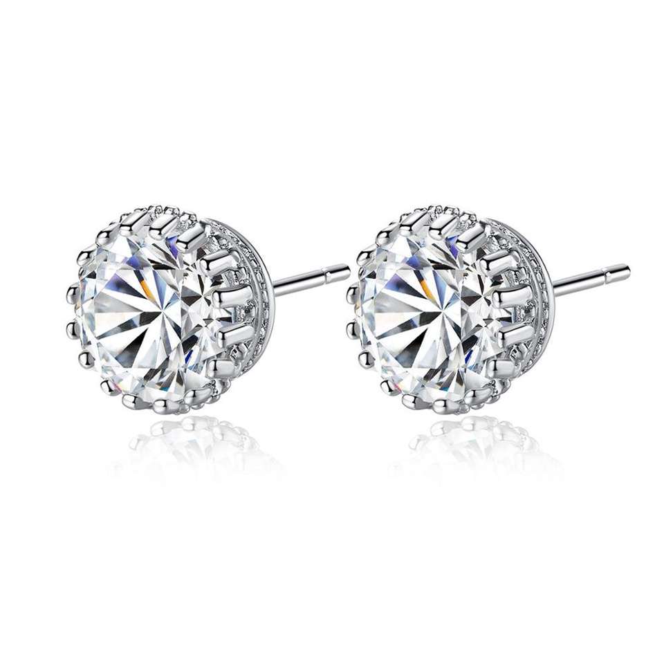 Clear Zirconia Crown Stud Earrings