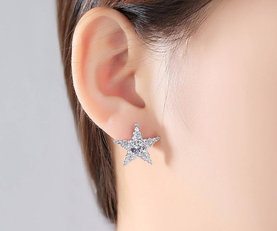 Crystal Star Baguette Stud Earrings