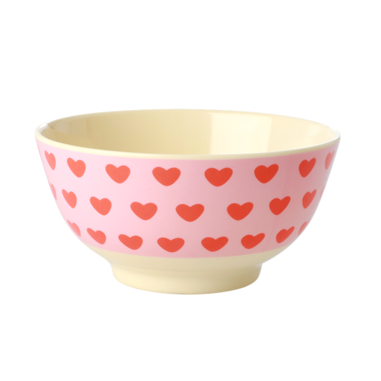 Rice DK | Two-Tone Medium Melamine Bowl Sweet Heart Print