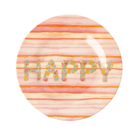 Rice DK Pink Happy Print Two Tone Melamine Lunch Plate