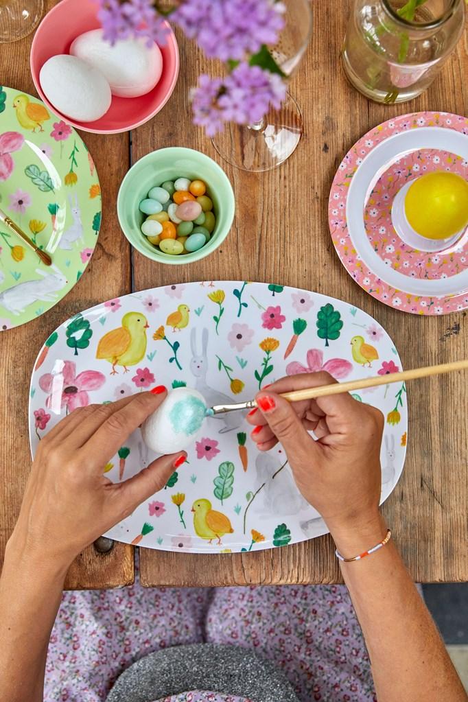 Rice DK White Easter Medium Print Two Tone Melamine Bowl