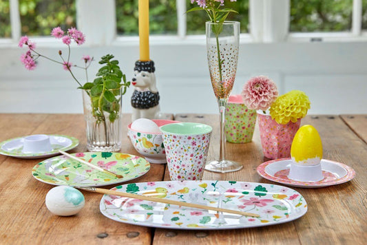 Rice DK White Easter Two Tone Melamine Rectangular Plate