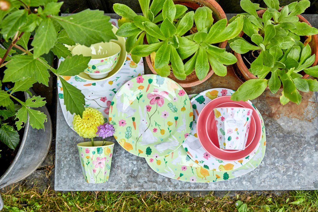 Rice DK White Easter Medium Print Two Tone Melamine Bowl