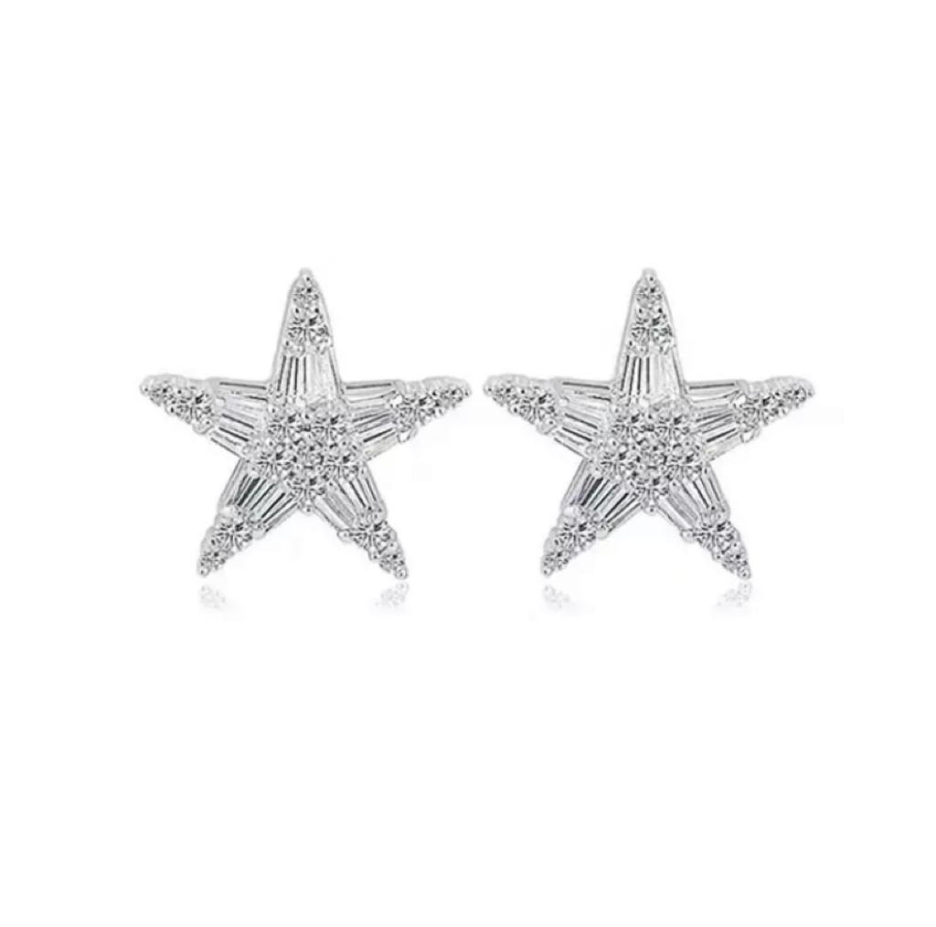 Crystal Star Baguette Stud Earrings