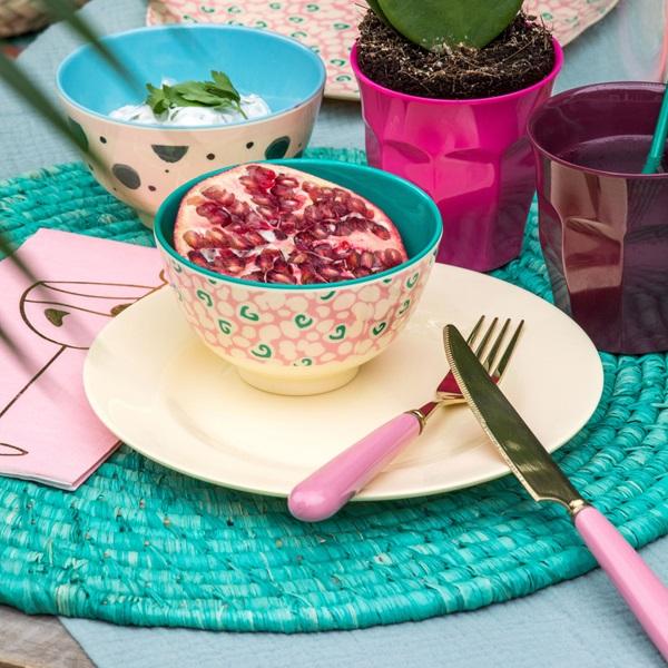 Rice DK | Two-Tone Melamine Bowl with Watercolor Splash Print